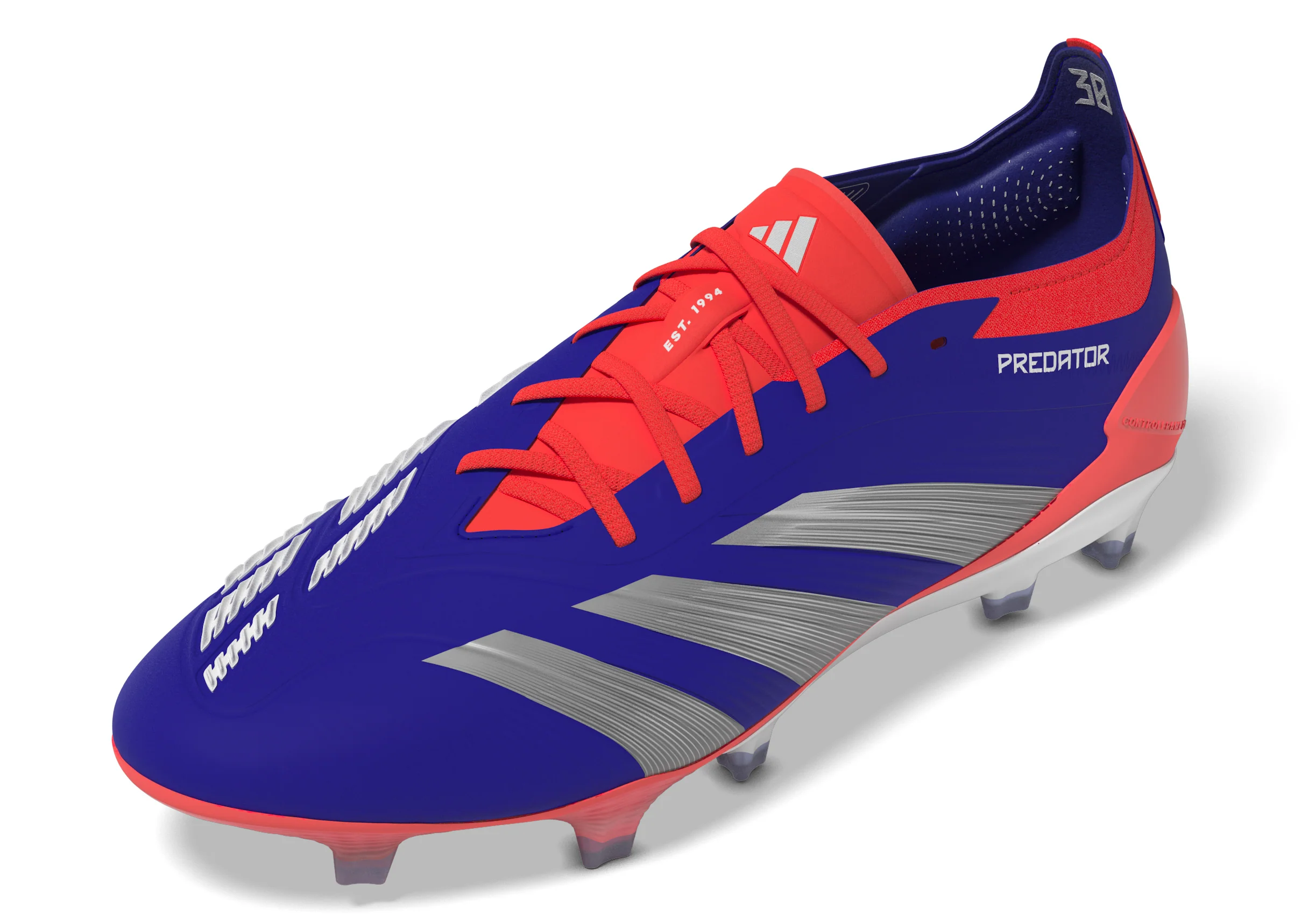 adidas Predator Elite FG Firm Ground Soccer Cleat -Lucid Blue / Cloud White / Solar Red - Image 6