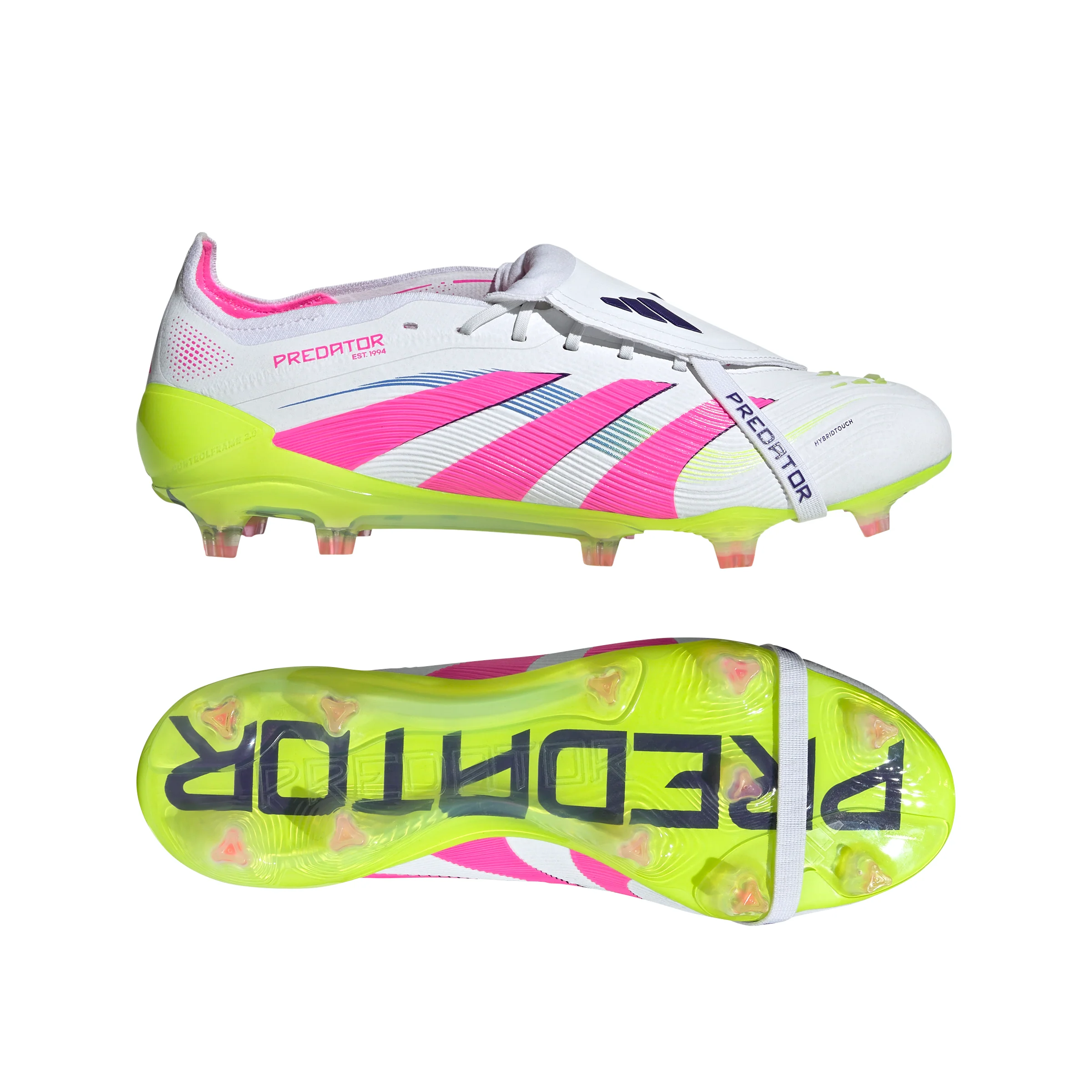 adidas Predator Elite Fold Tongue Firm Ground Cleats FG Firm Ground Soccer Cleat -Cloud White/Lucid Pink/Lucid Lemon - Image 6