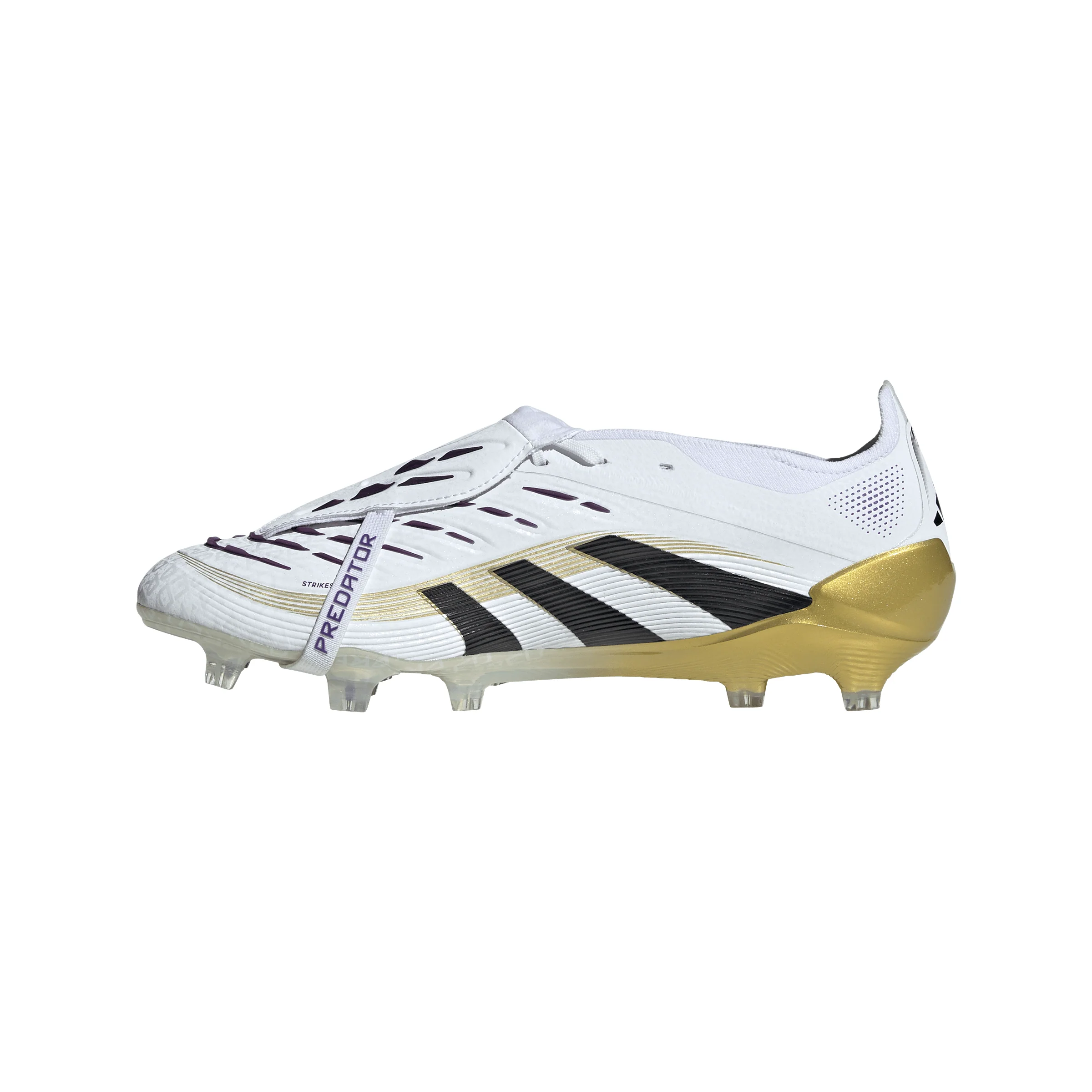 adidas Predator Elite FoldTongue FT FG Firm Ground Soccer Cleats- Cloud White /Core Black/Gold Metallic - Image 4