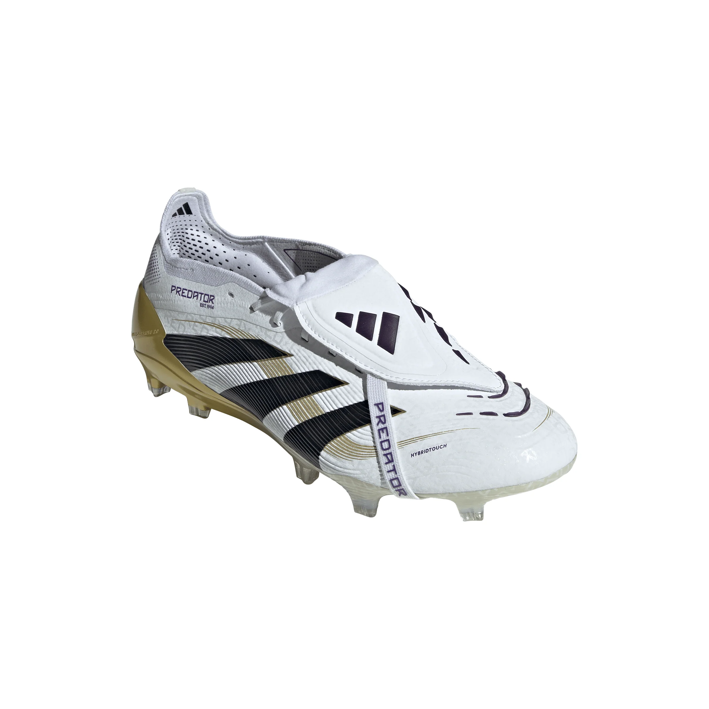 adidas Predator Elite FoldTongue FT FG Firm Ground Soccer Cleats- Cloud White /Core Black/Gold Metallic - Image 5