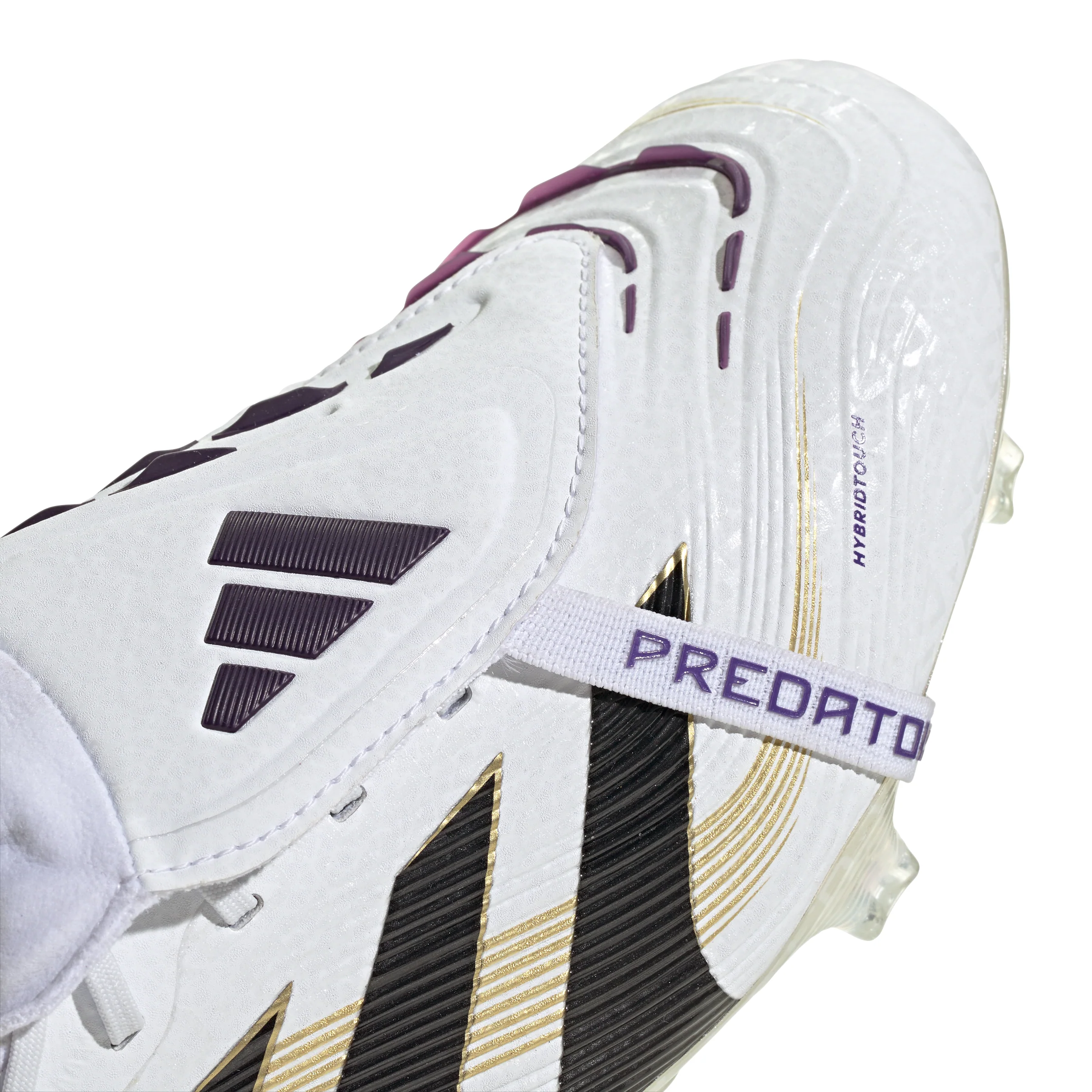adidas Predator Elite FoldTongue FT FG Firm Ground Soccer Cleats- Cloud White /Core Black/Gold Metallic - Image 7
