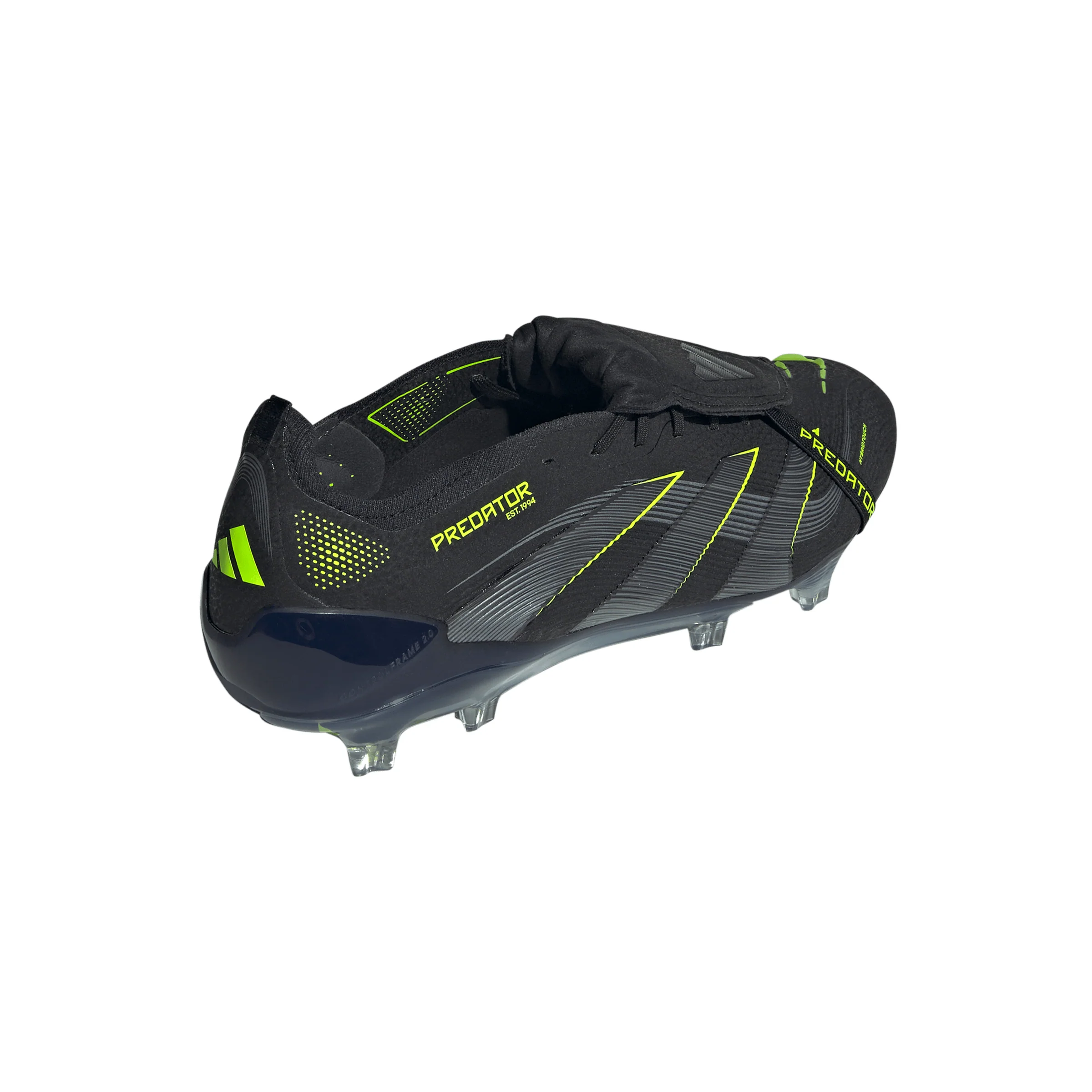 adidas Predator Elite FoldTongue FT FG Firm Ground Soccer Cleats- Core Black / Carbon / Lucid Lemon - Image 4