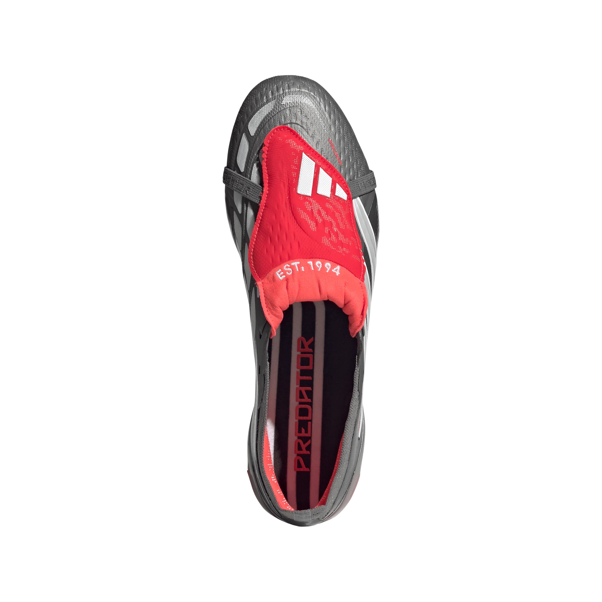 adidas Predator Elite FoldTongue FT FG Firm Ground Soccer Cleats- Iron Metallic / Cloud White / Lucid Red - Image 3