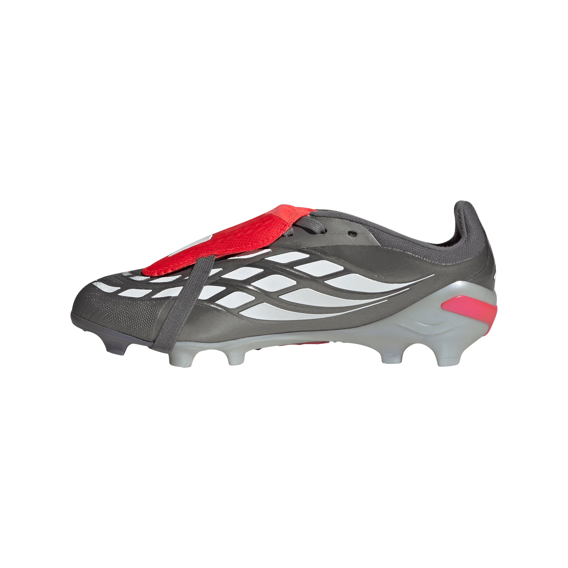 adidas Predator Elite FT FG Junior Fold-Tongue Firm Ground Soccer Cleat- Iron Metallic / Zero Metalic / Lucid Red - Image 2