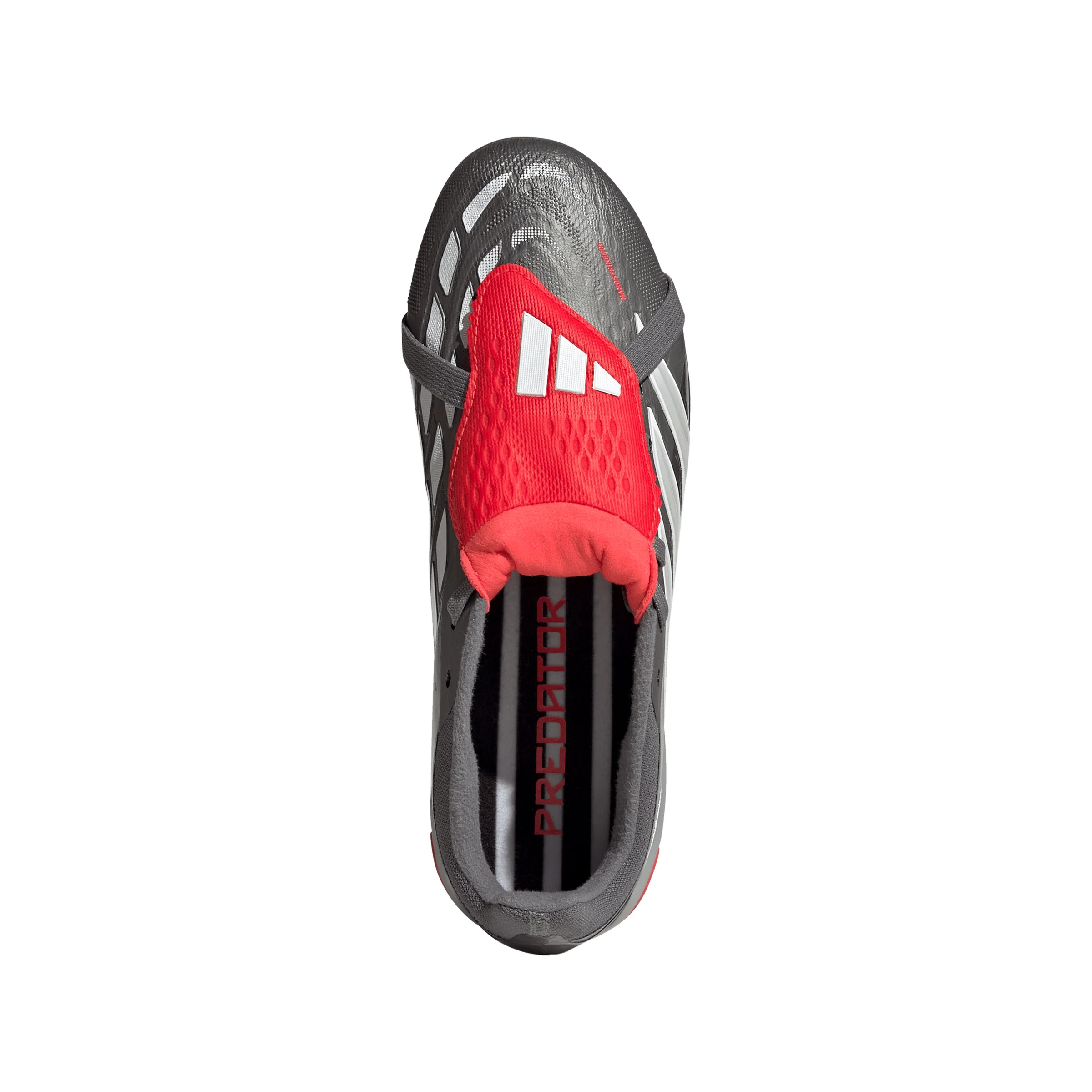 adidas Predator Elite FT FG Junior Fold-Tongue Firm Ground Soccer Cleat- Iron Metallic / Zero Metalic / Lucid Red - Image 3