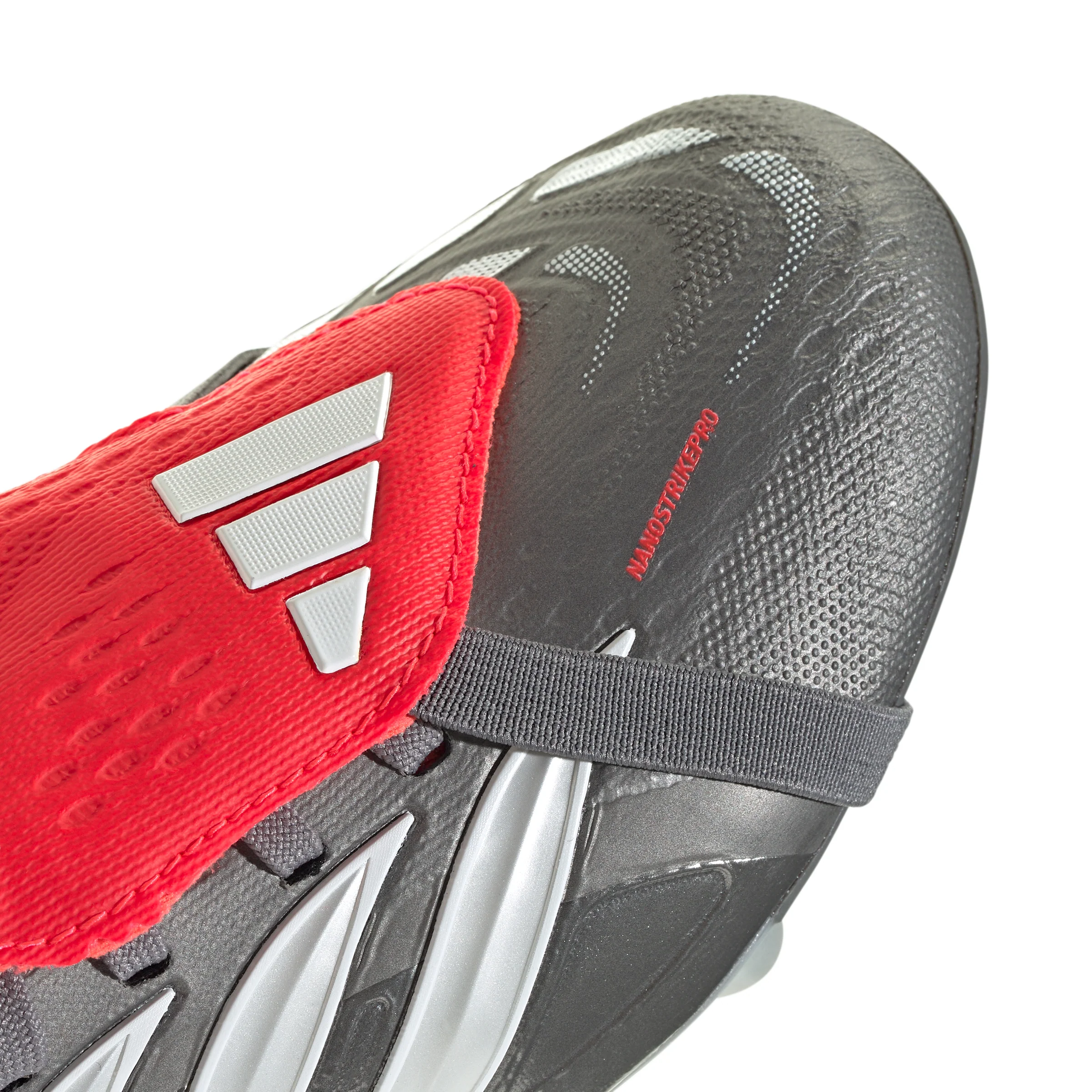 adidas Predator Elite FT FG Junior Fold-Tongue Firm Ground Soccer Cleat- Iron Metallic / Zero Metalic / Lucid Red - Image 7