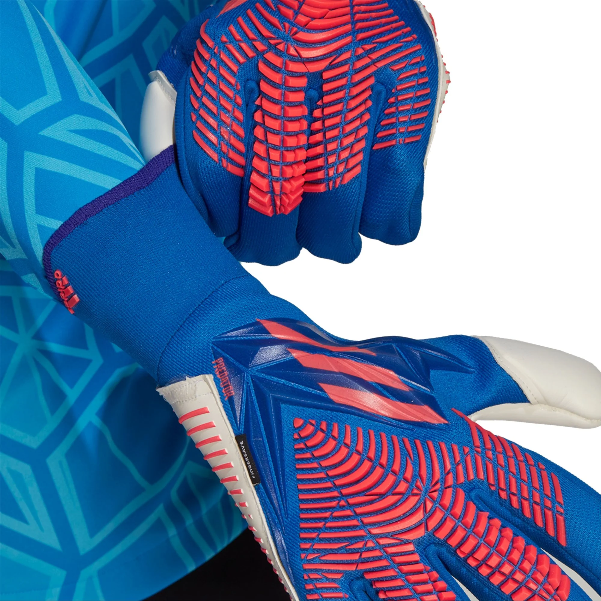 adidas Predator GL Pro Fingersave Goalkeeper Gloves - Blue/White/Red - Image 6