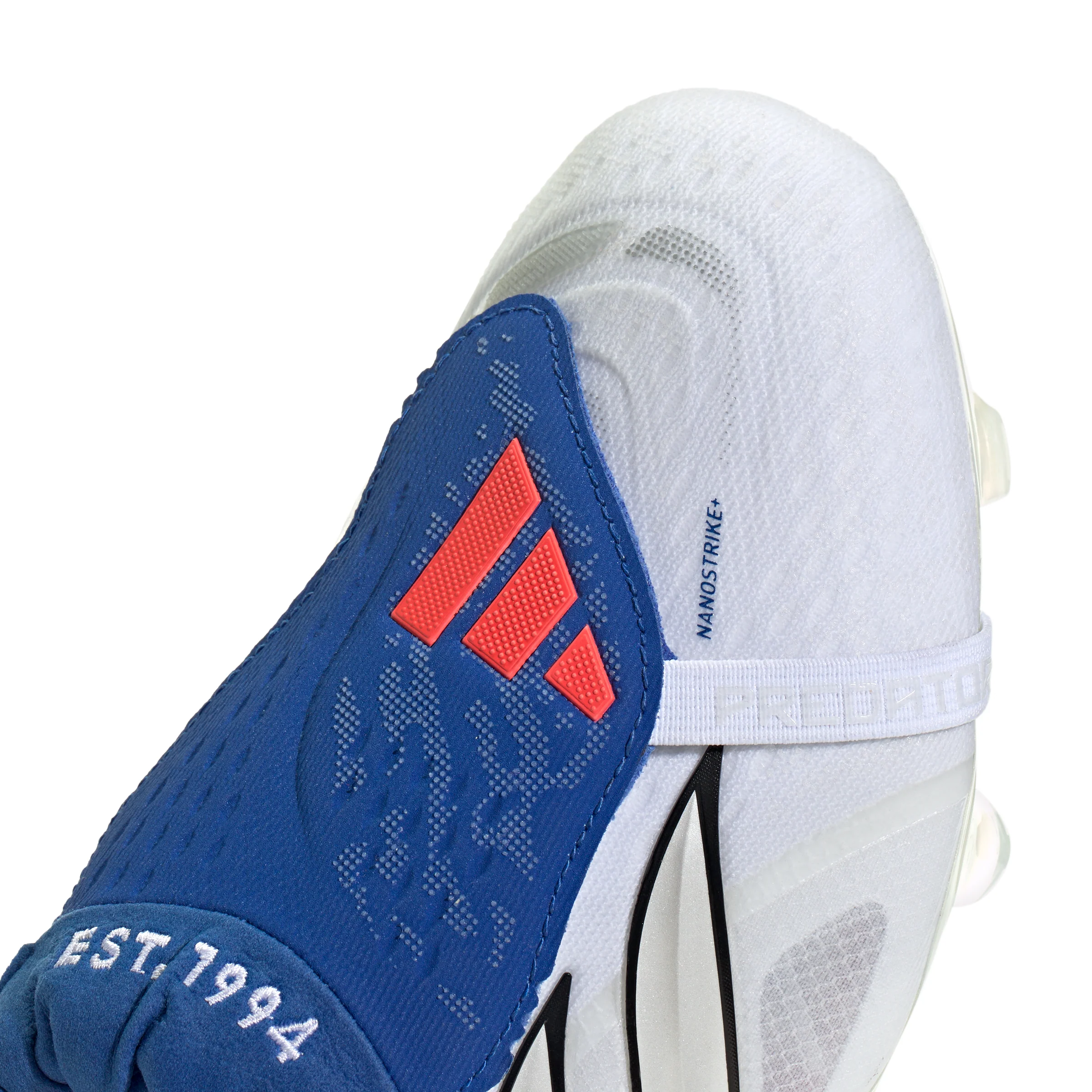 adidas Predator Jude Bellingham Elite FoldTongue FT FG Firm Ground Soccer Cleats- Cloud White / Zero Metalic / Royal Blue - Image 7