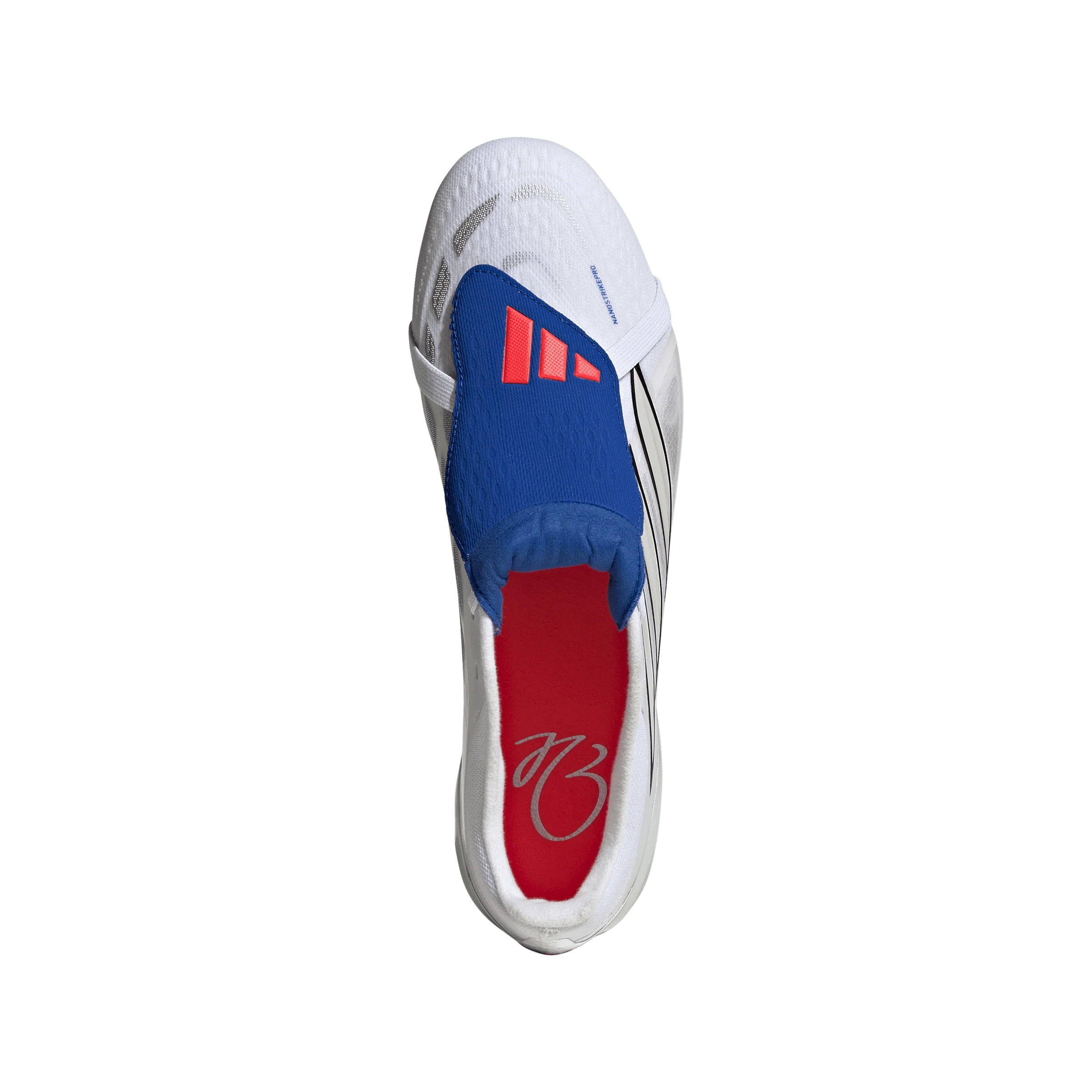 adidas Predator Jude Bellingham Pro FoldTongue FG Firm Ground Soccer Cleats- Cloud White / Zero Metalic / Royal Blue - Image 3