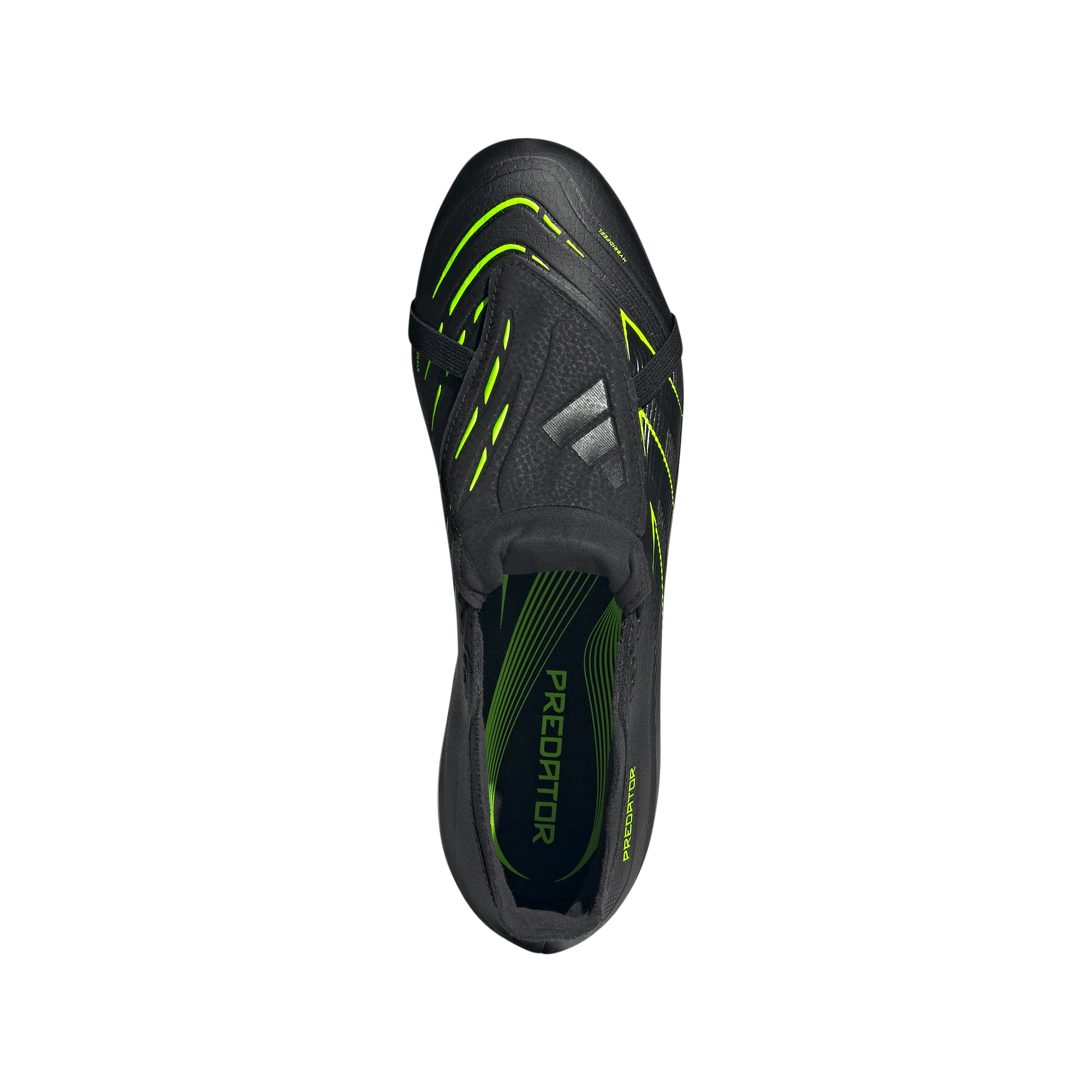 adidas Predator League FoldTongue FG Firm Ground Soccer Cleat -Core Black / Carbon / Lucid Lemon - Image 3