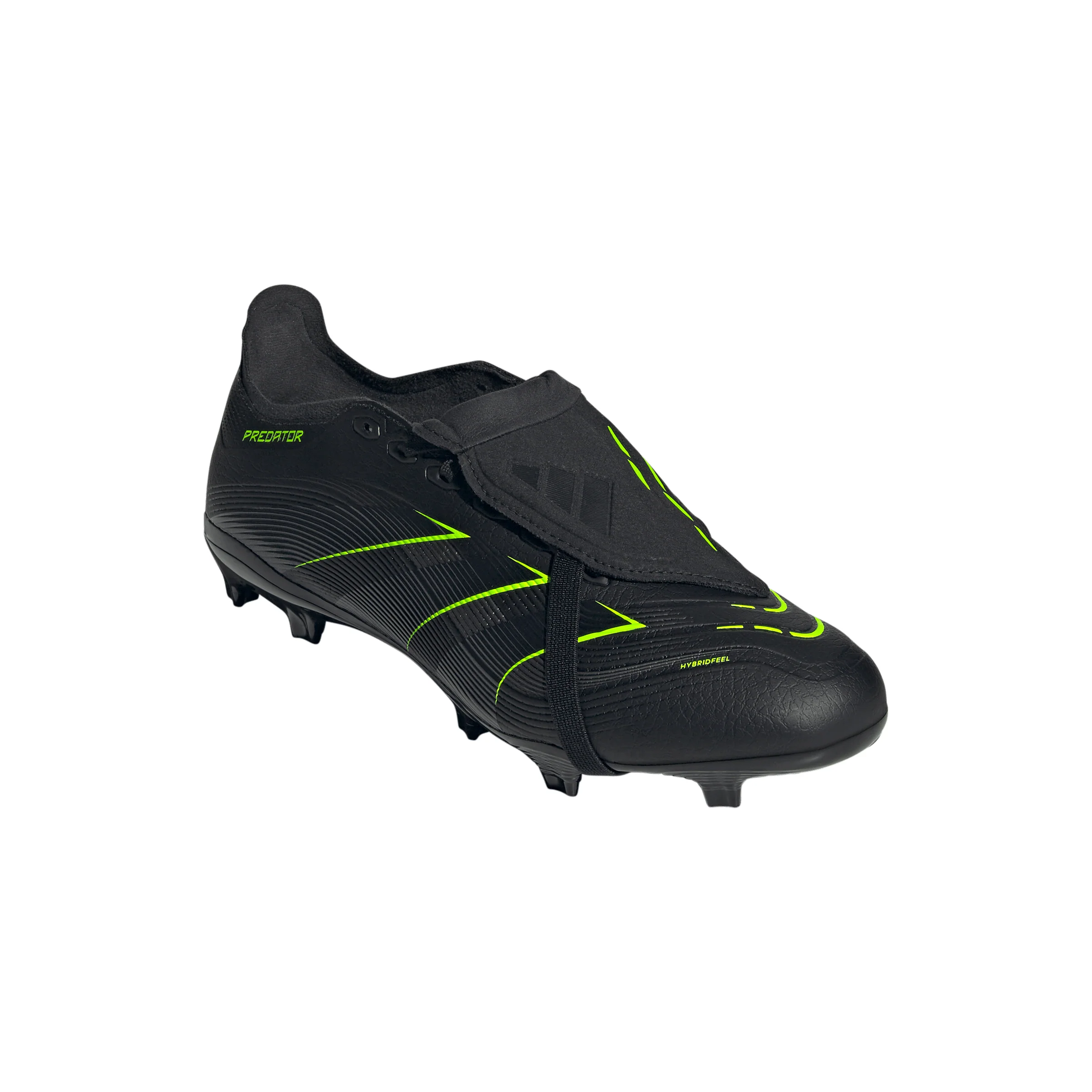 adidas Predator League FoldTongue FG Firm Ground Soccer Cleat -Core Black / Carbon / Lucid Lemon - Image 4