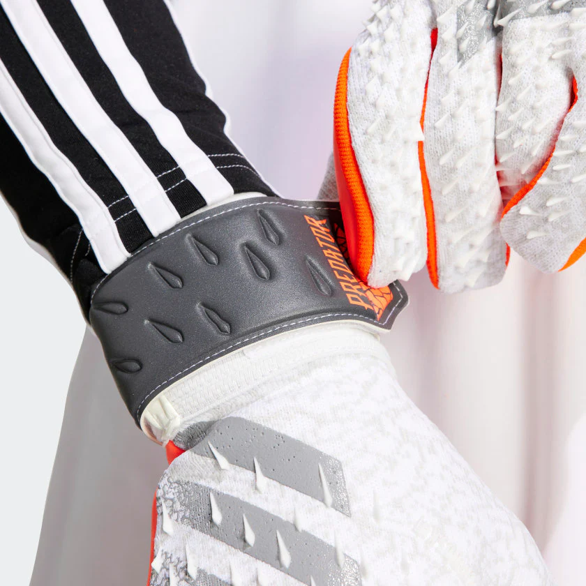 adidas Predator League Goalkeeper Gloves - White/GreyOne/IronMetallic/SolarRed - ADULT - Image 3