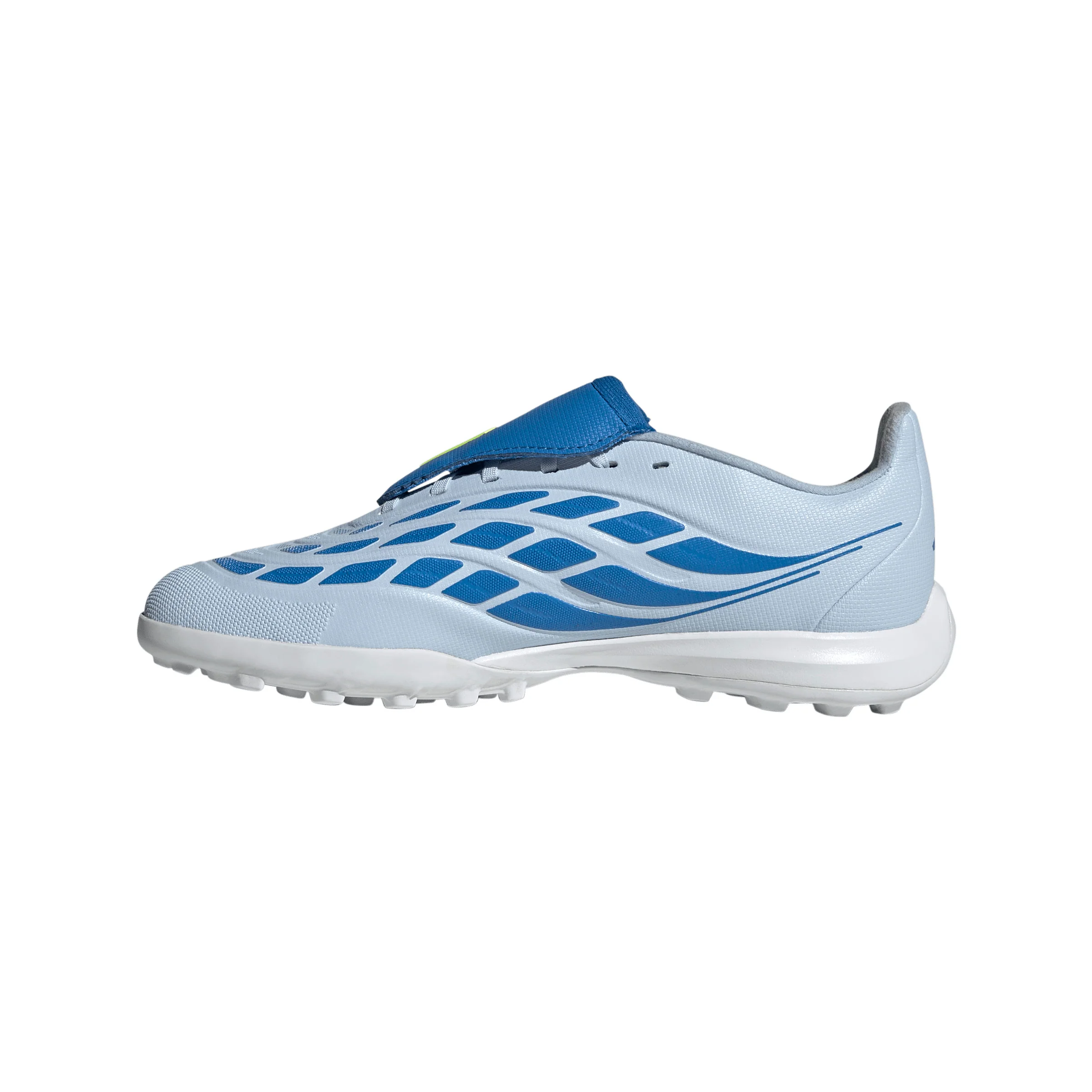 adidas Predator League Kids FoldTongue  FT TF Turf Soccer Cleat - Crystal Sky / Ray Blue / Team Solar Yellow 2 - Image 2