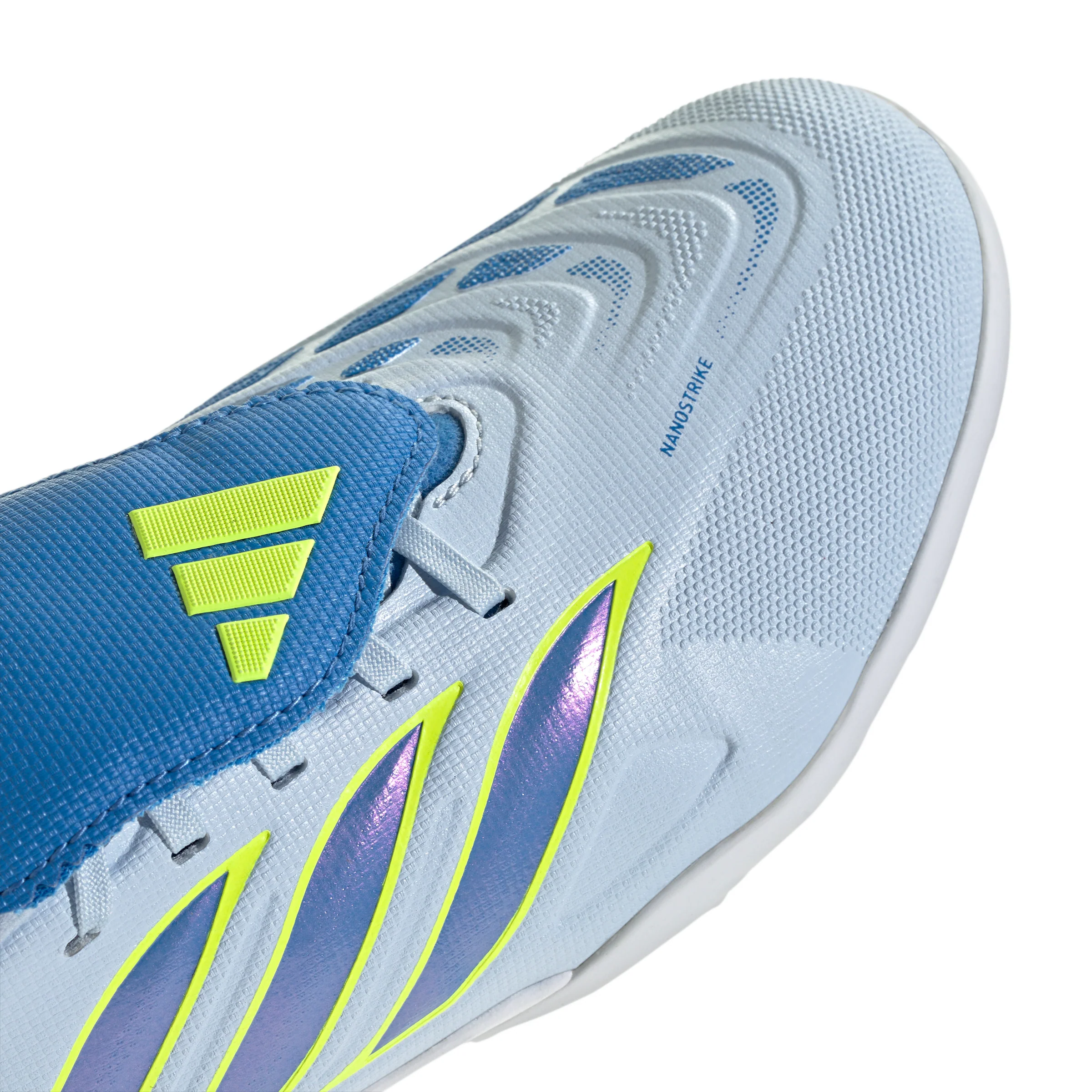 adidas Predator League Kids FoldTongue  FT TF Turf Soccer Cleat - Crystal Sky / Ray Blue / Team Solar Yellow 2 - Image 6