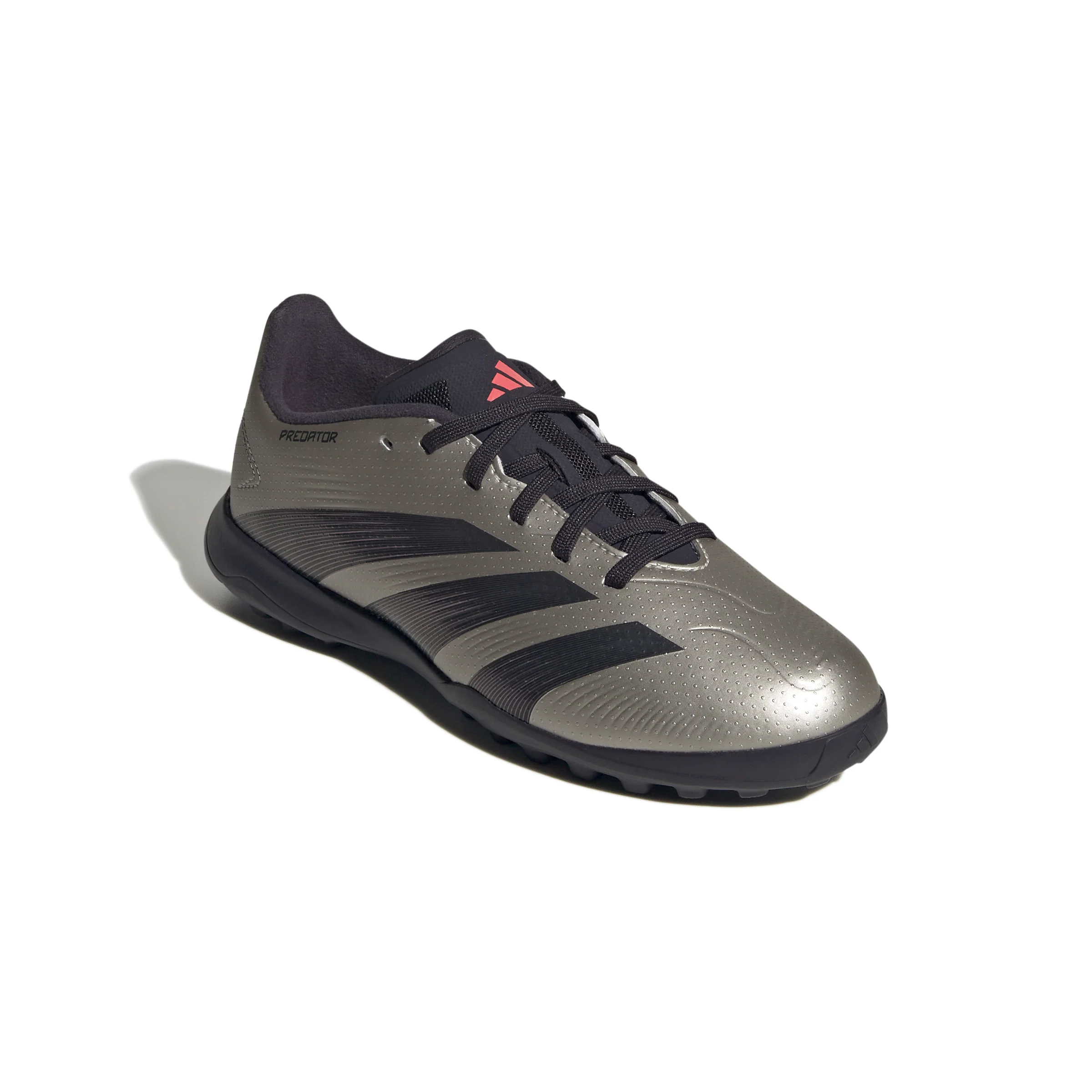 adidas Predator League Low TF Junior Turf Soccer Cleat -Platin Metallic/ Aurora Black/ Turbo - Image 2