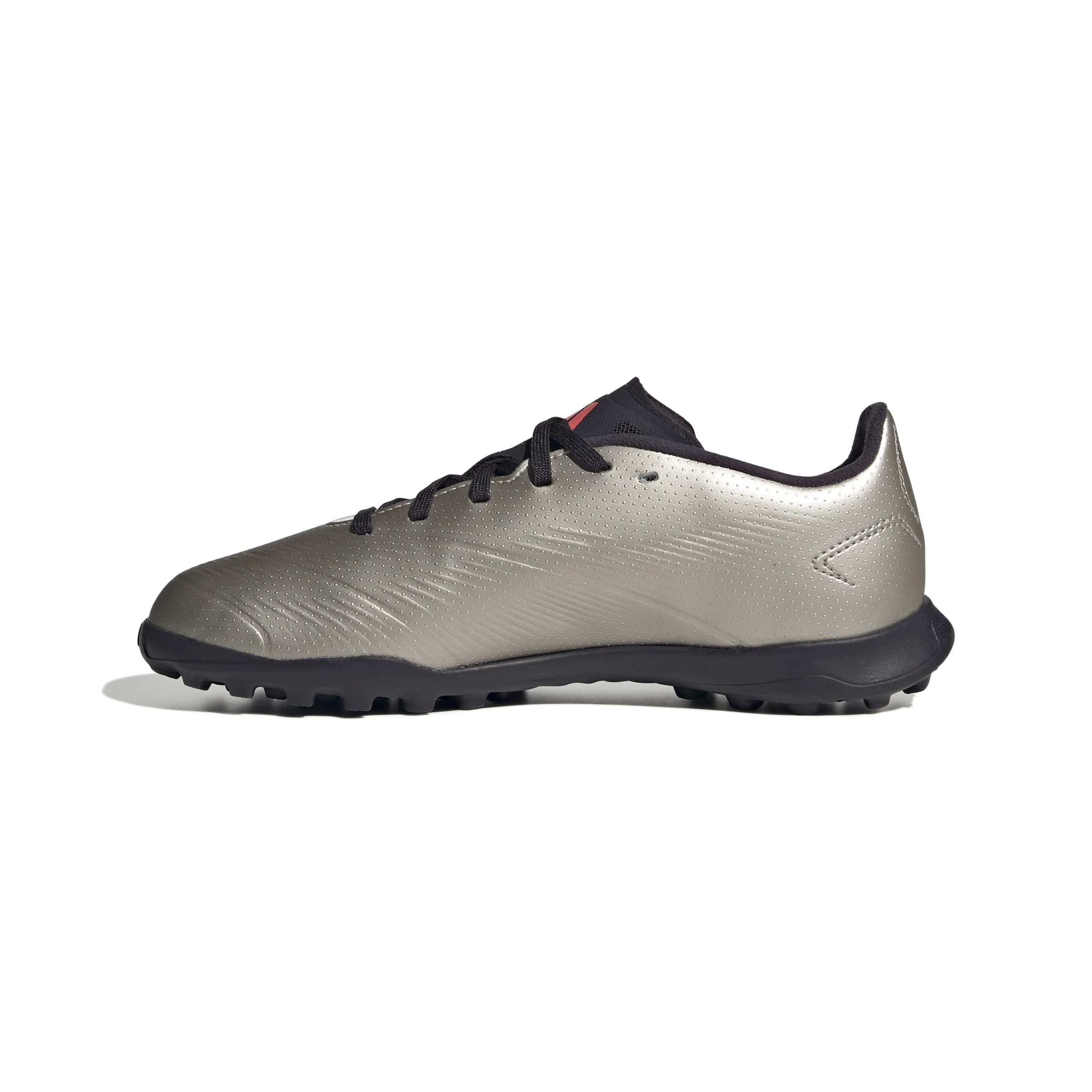 adidas Predator League Low TF Junior Turf Soccer Cleat -Platin Metallic/ Aurora Black/ Turbo - Image 3