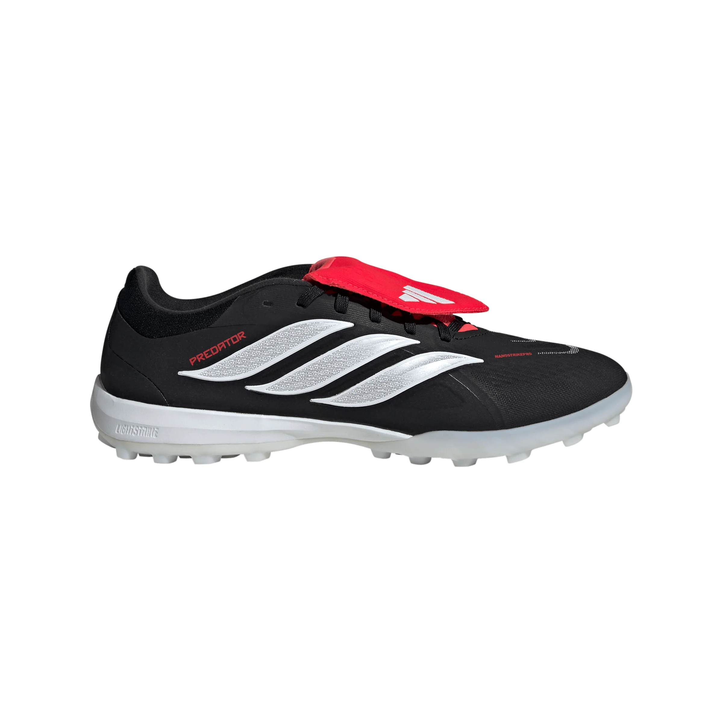 adidas Predator Pro Fold Tongue FT TF Turf Soccer Cleat - Core Black / Cloud White / Lucid Red