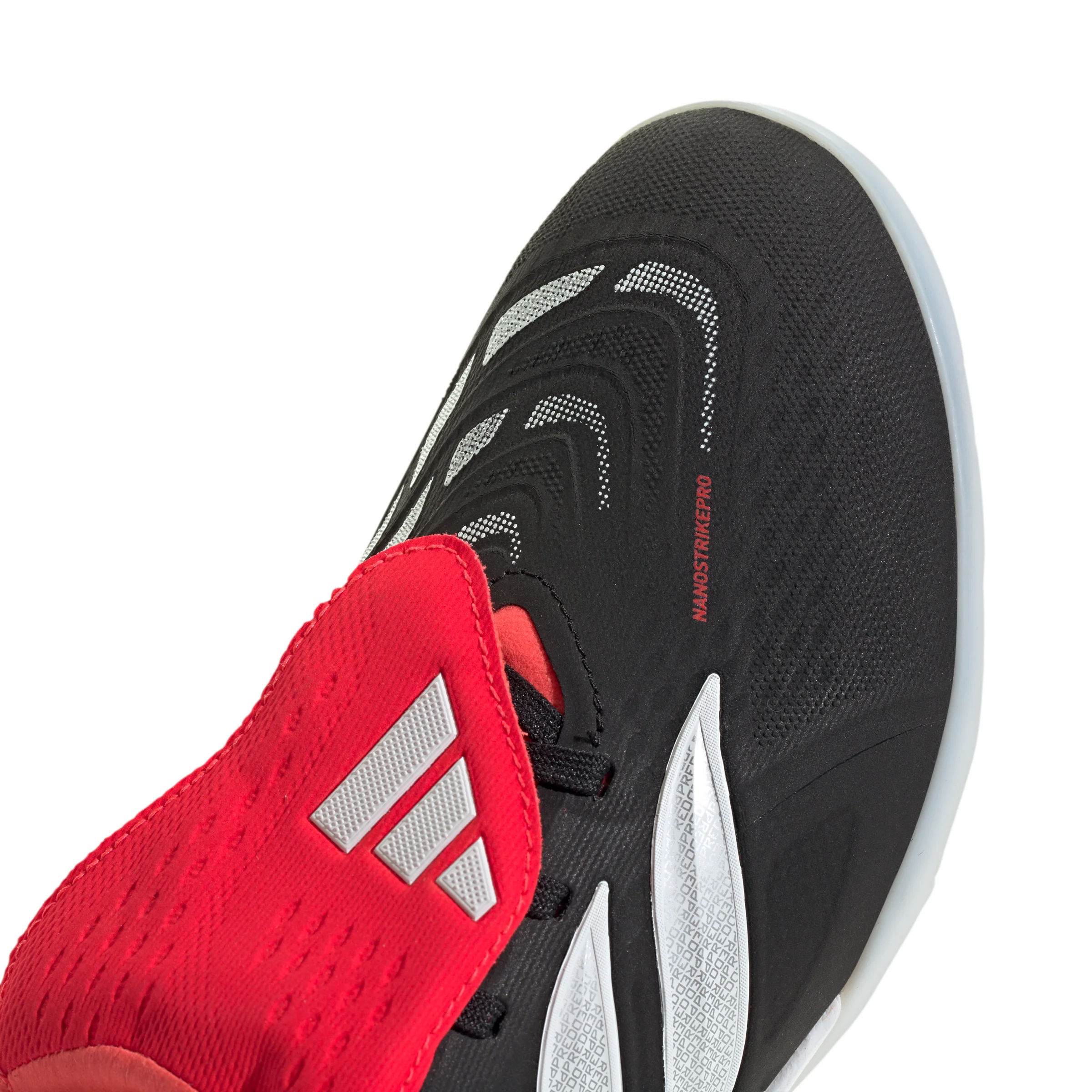 adidas Predator Pro Fold Tongue FT TF Turf Soccer Cleat - Core Black / Cloud White / Lucid Red - Image 7