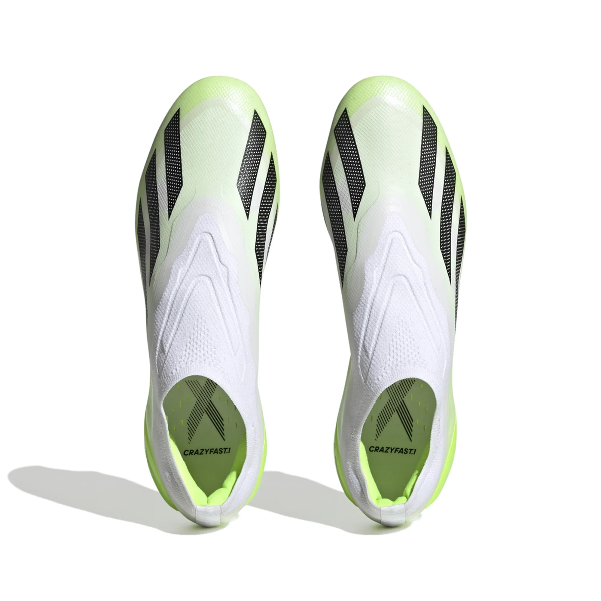 adidas X CrazyFast.1 Laceless FG Firm Ground Soccer Cleat - White/Core Black/Lucid Lemon - Image 3