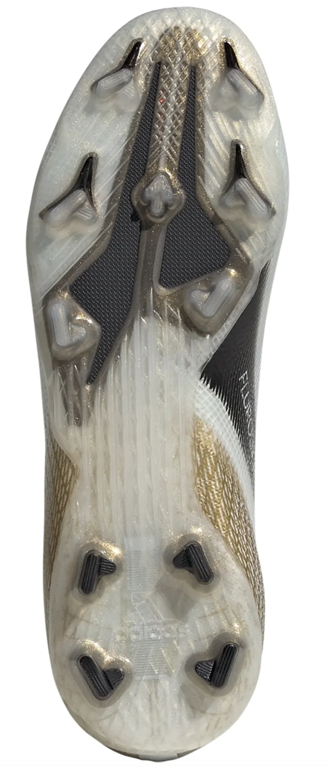 adidas X Ghosted.1 FG Junior Firm Ground Cleat - White/Core Black/Metallic Gold - Image 5
