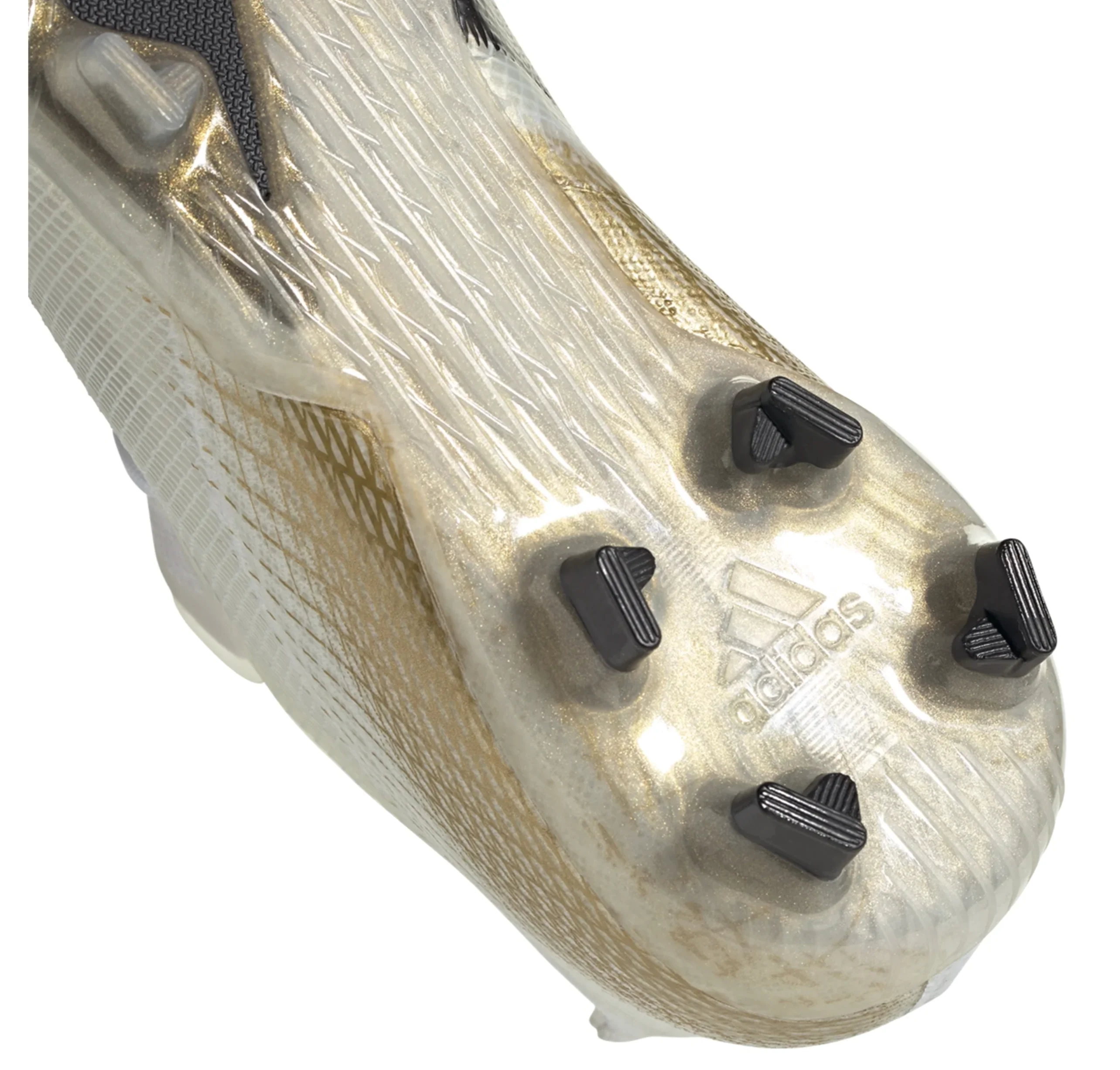 adidas X Ghosted.1 FG Junior Firm Ground Cleat - White/Core Black/Metallic Gold - Image 6