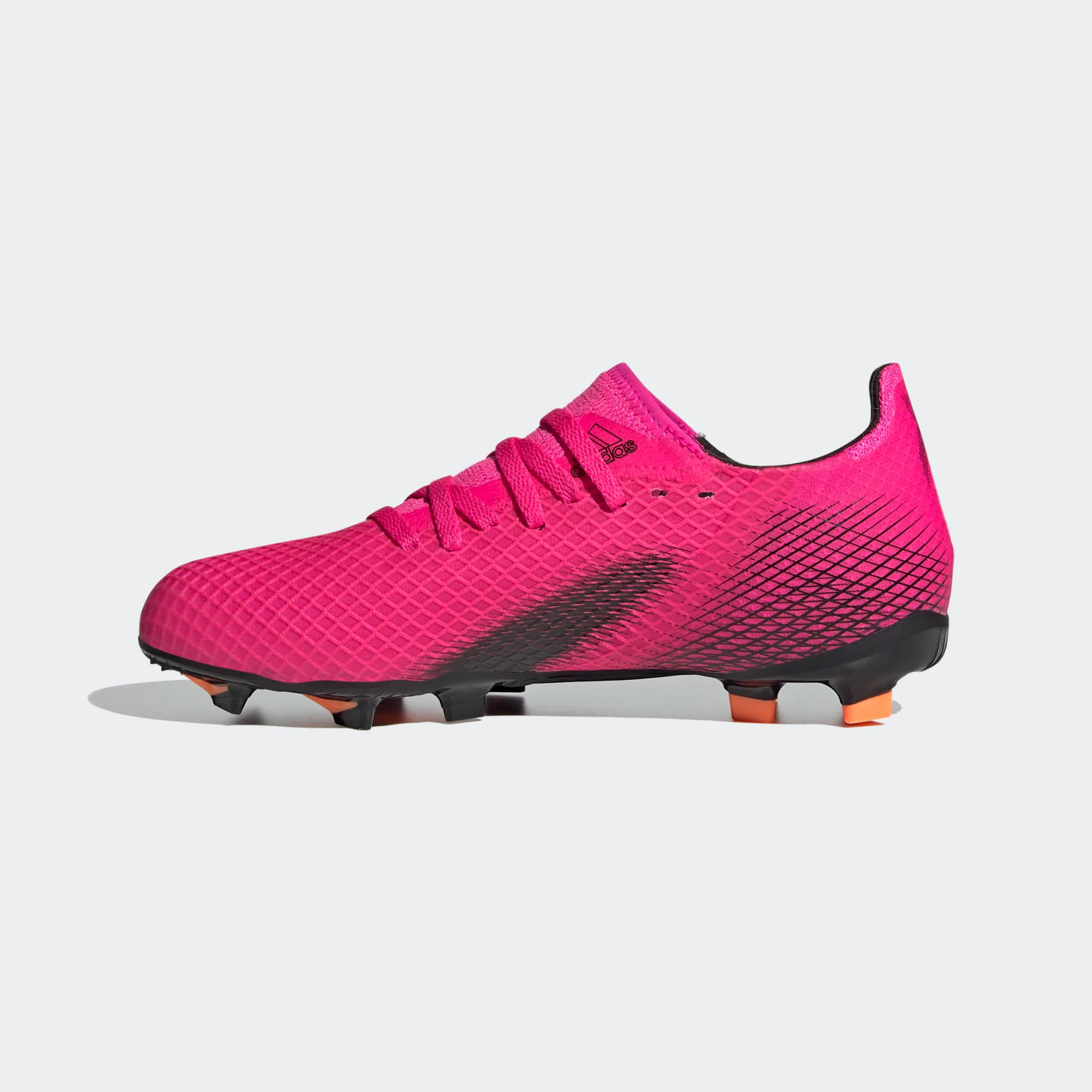 adidas X Ghosted.3 JUNIOR Firm Ground Soccer Shoe - Shock Pink / Core Black / Screaming Orange - Image 2