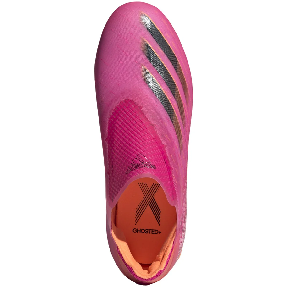 adidas X Ghosted + JUNIOR Firm Ground Soccer Shoe - Shock Pink/Core Black/Screaming Orange - Image 3