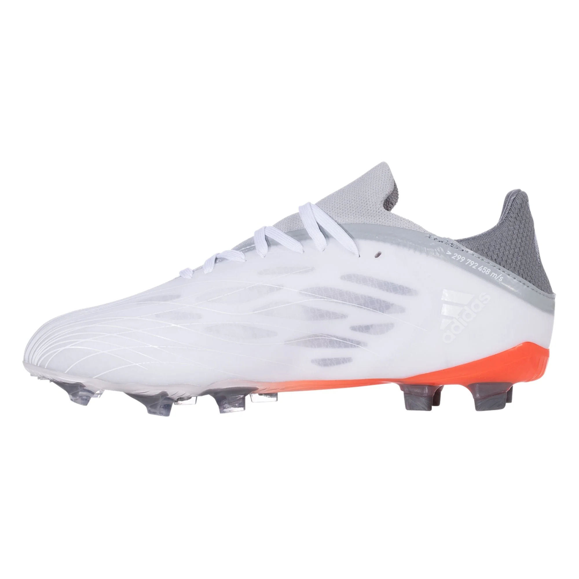 adidas X Speedflow .1 FG Junior Firm Ground Soccer Cleat - White/Metallic Iron/Solar Red - Image 2