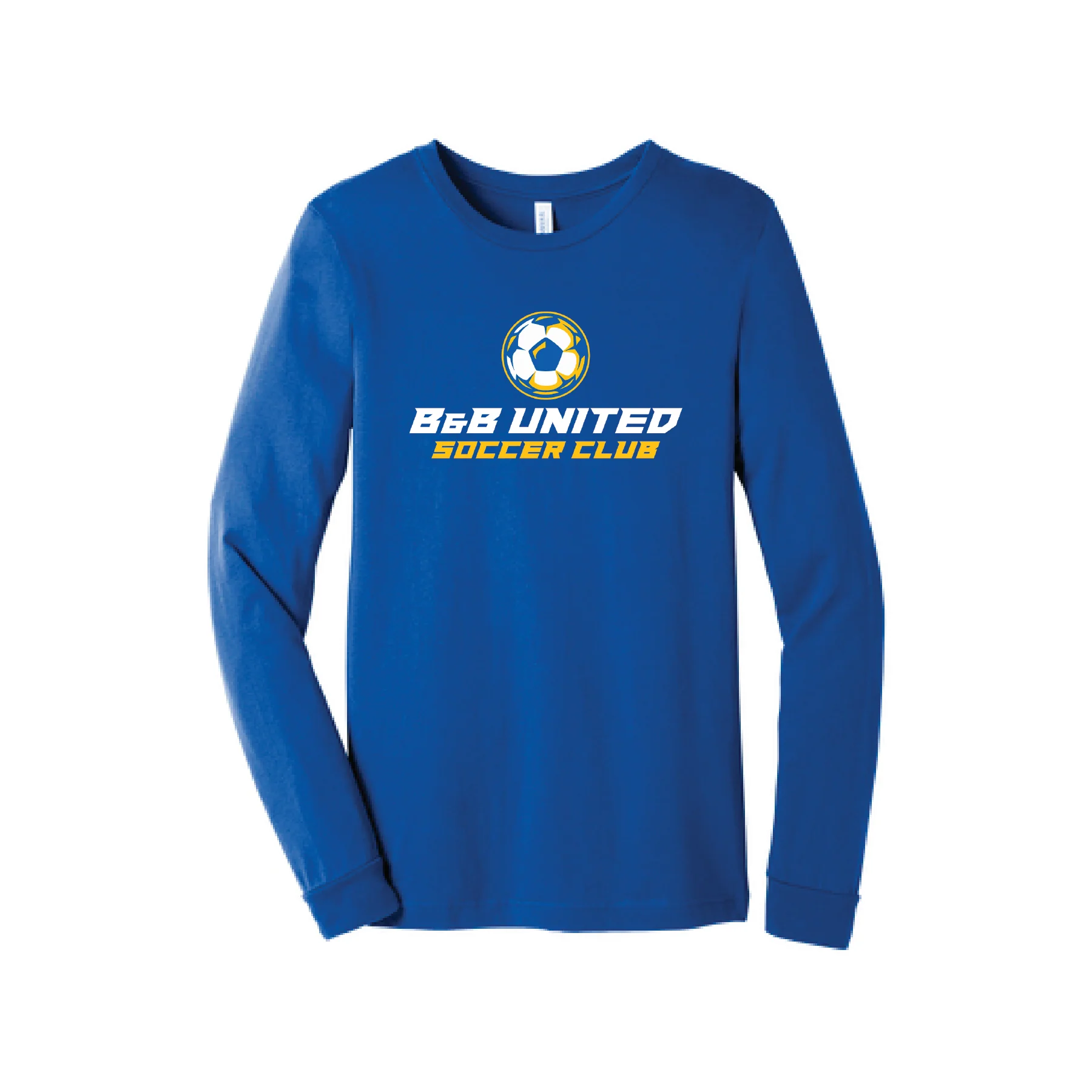 B & B United Soccer Club FAN Bella + Canvas Long Sleeve Triblend T-Shirt Royal