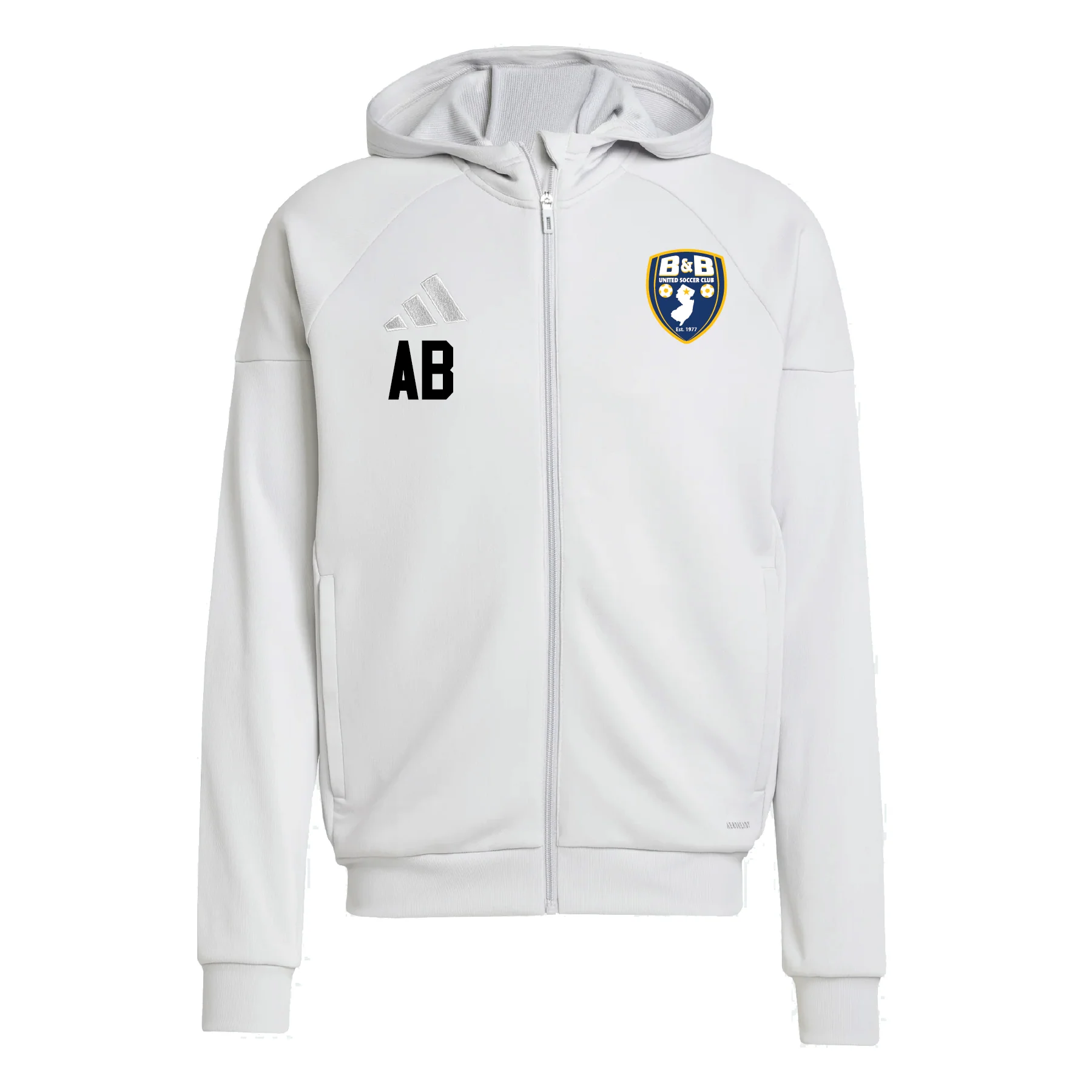 B&B United Soccer Club adidas Tiro 25 Full-Zip Hoodie Light Grey
