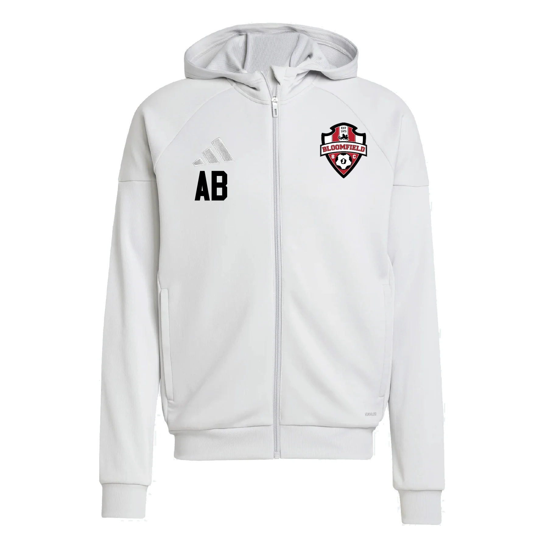 Bloomfield SC adidas Tiro 25 Full-Zip Hoodie Light Grey