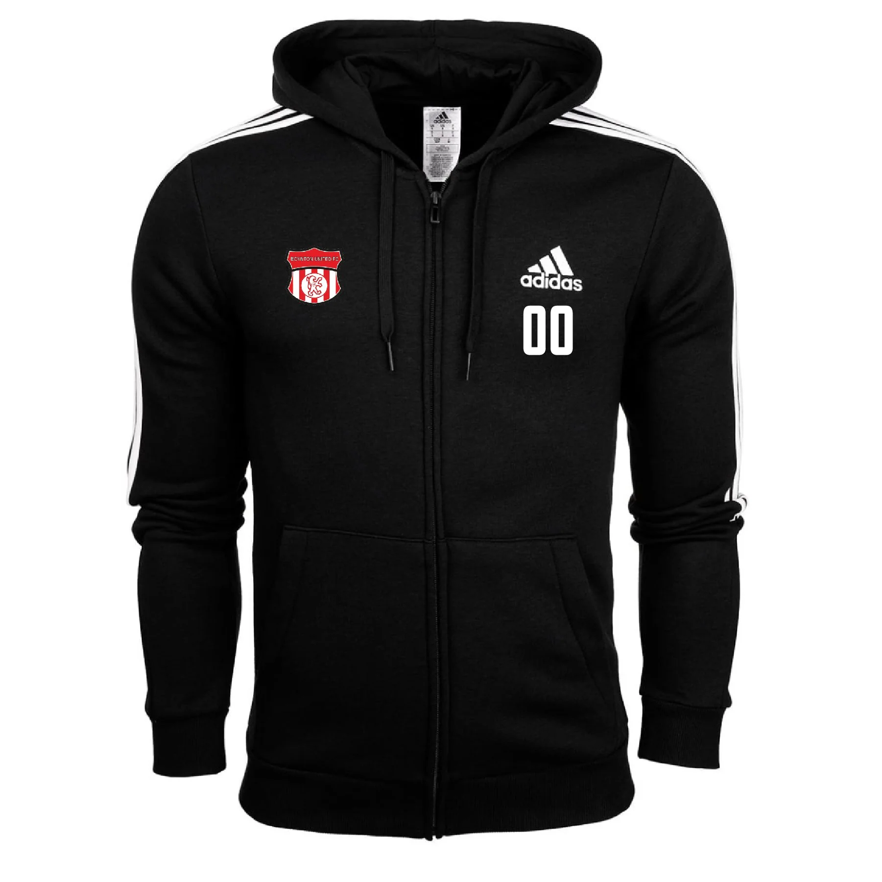 Boynton United adidas Three Stripe Fleece Hoodie - Black