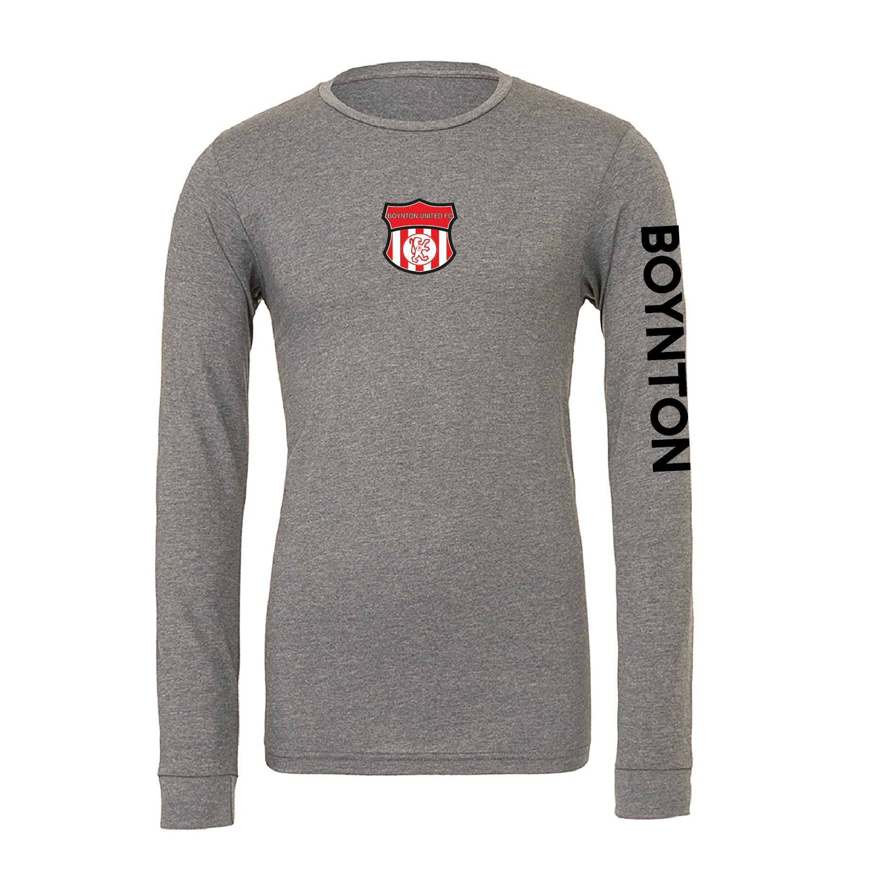 Boynton United (Patch) Bella + Canvas Long Sleeve Triblend T-Shirt Grey
