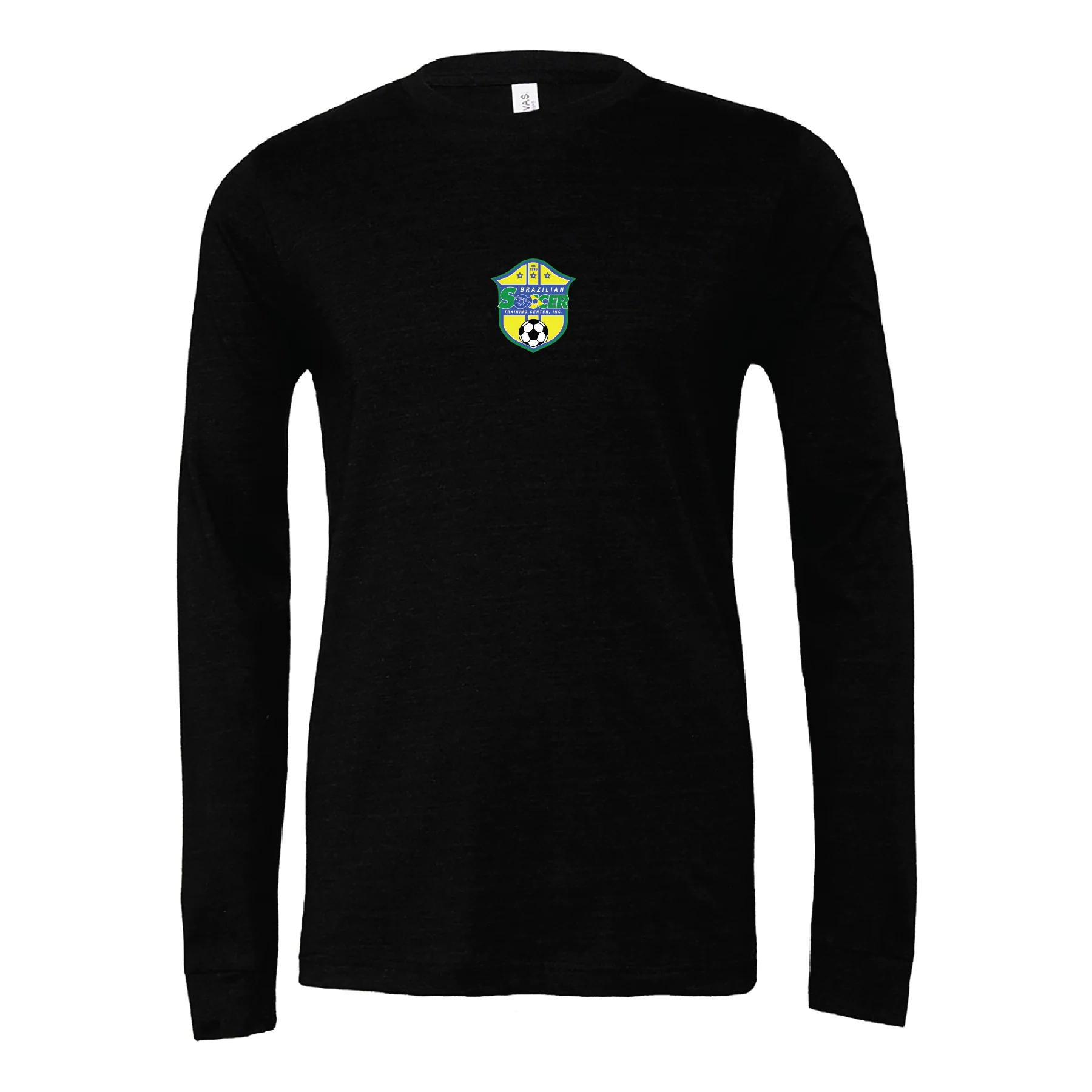 Brazilian Soccer Training (Patch) Bella + Canvas Long Sleeve Triblend T-Shirt Heather Black