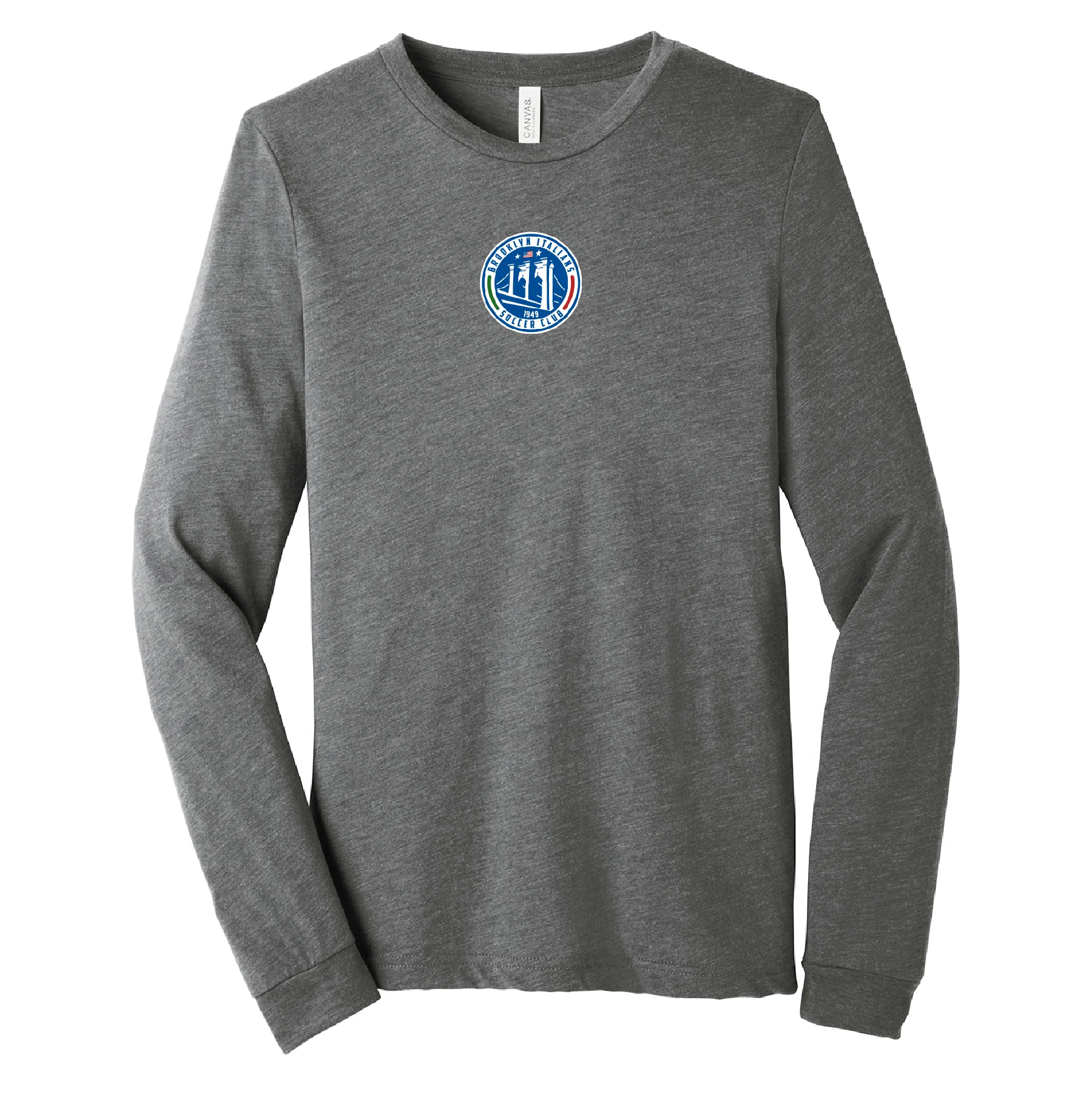 Brooklyn Italians Crest Long Sleeve Triblend T-Shirt in Grey - Youth/Adult