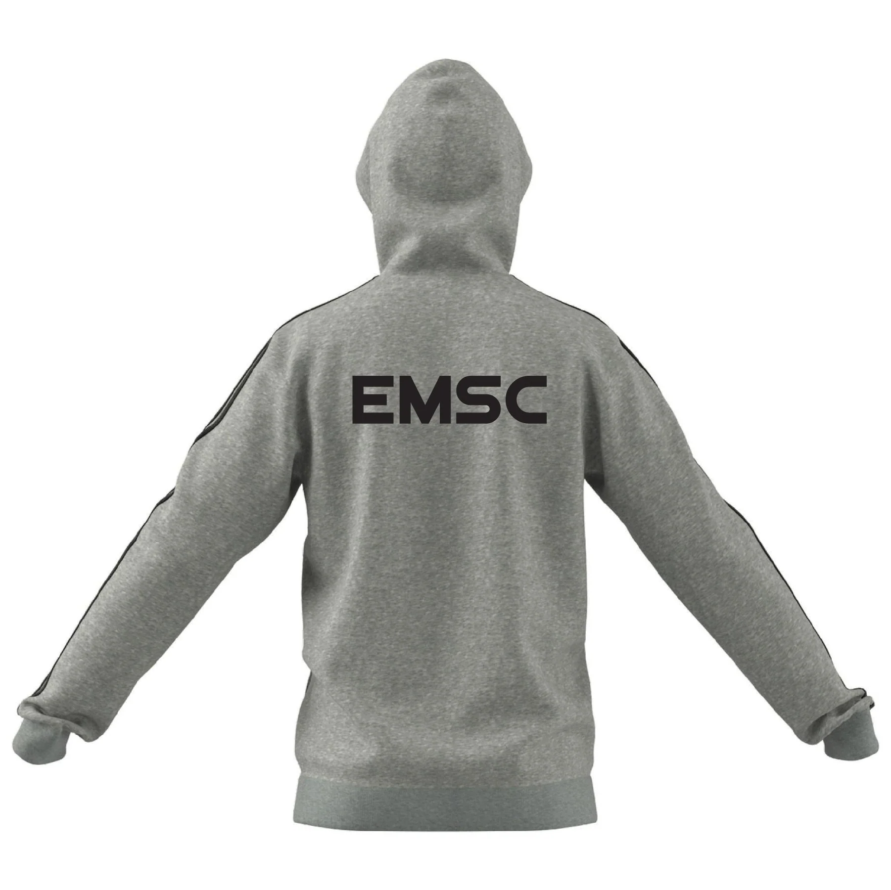 EMSC Long Island Premier adidas Three Stripe Fleece Hoodie - Grey - Image 2