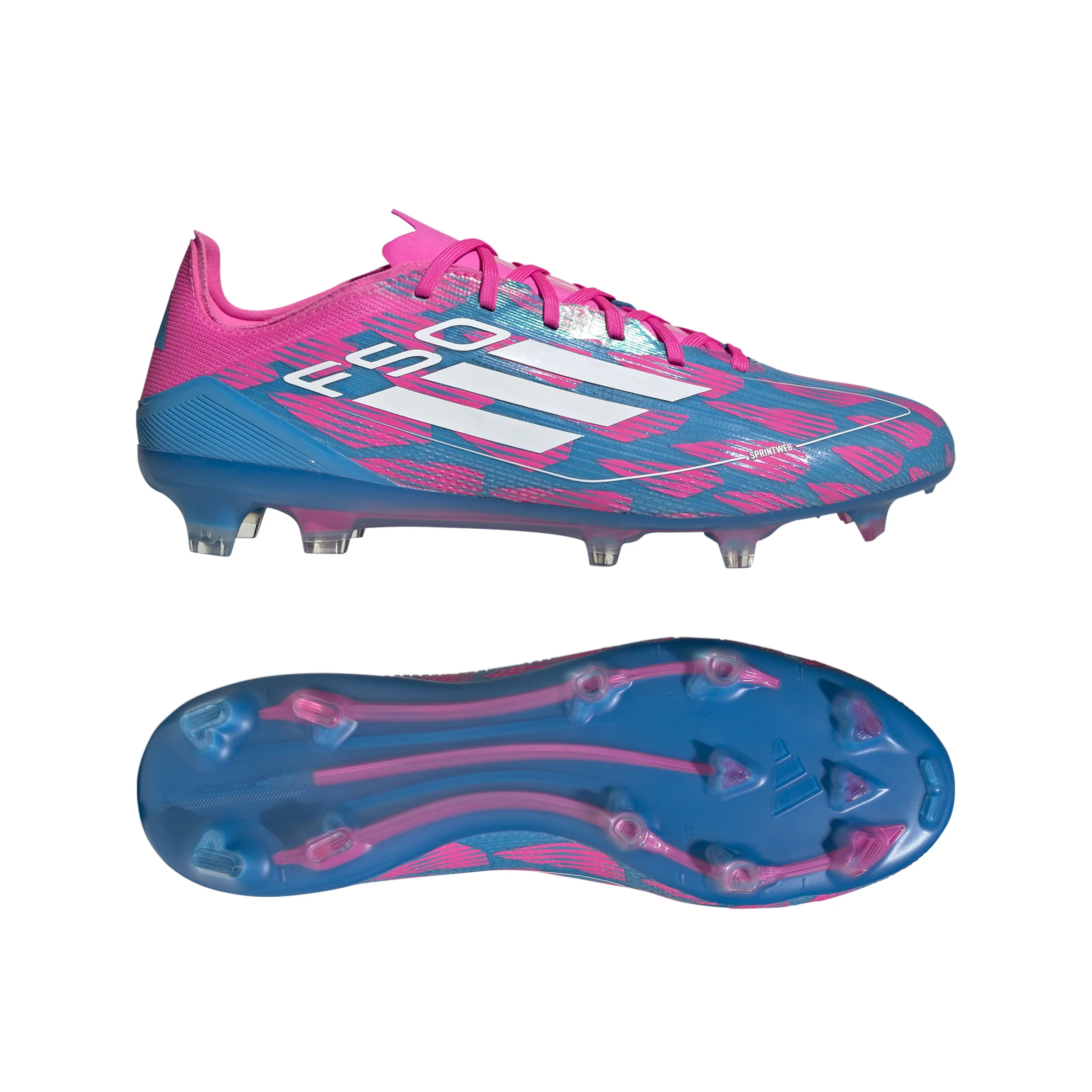 adidas F50 Pro FG Firm Ground Soccer Cleat 	 Solar Blue/ White/ SolarPink - Image 4