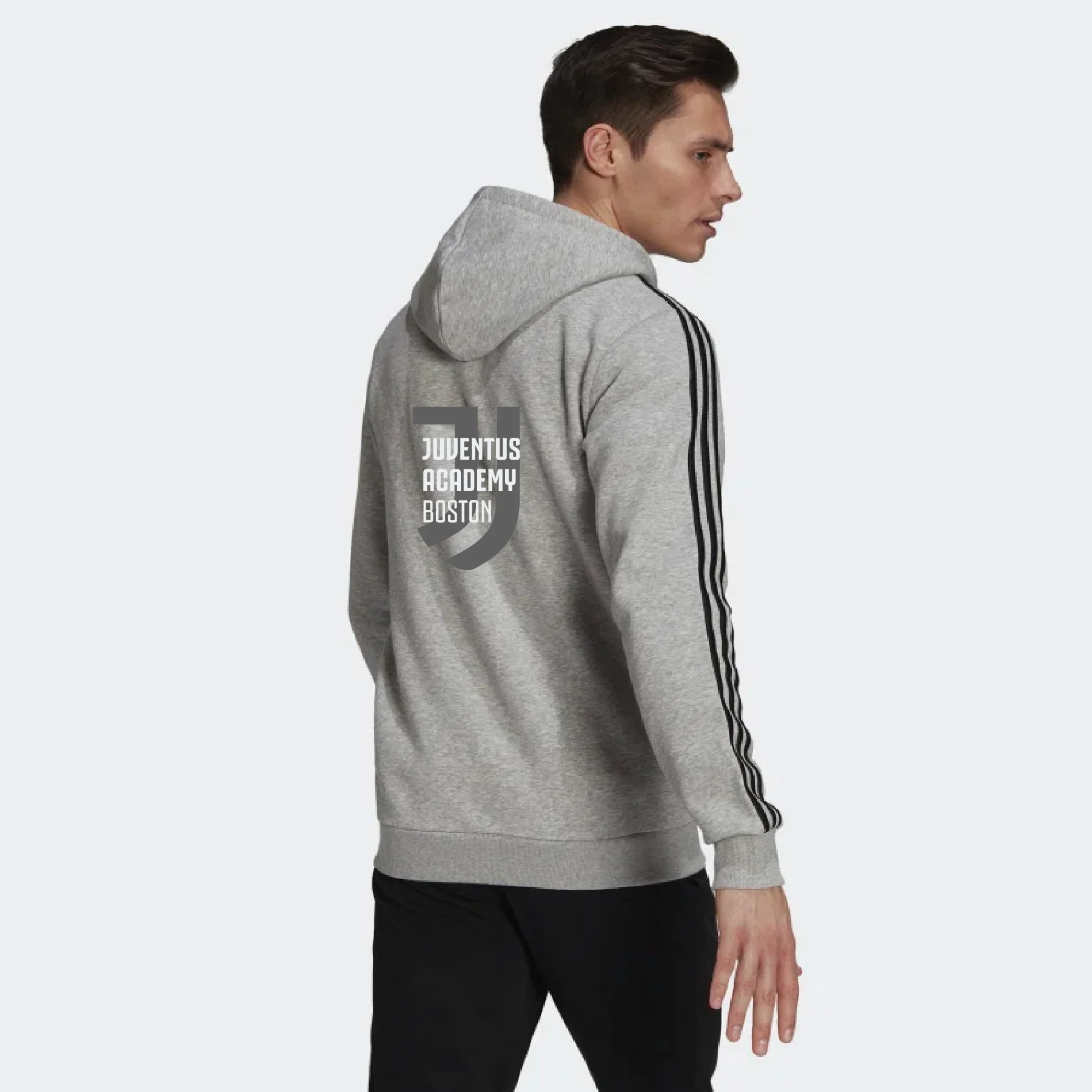 JAB Fan - Adidas Three Stripe Fleece Hoodie - Grey - Image 2