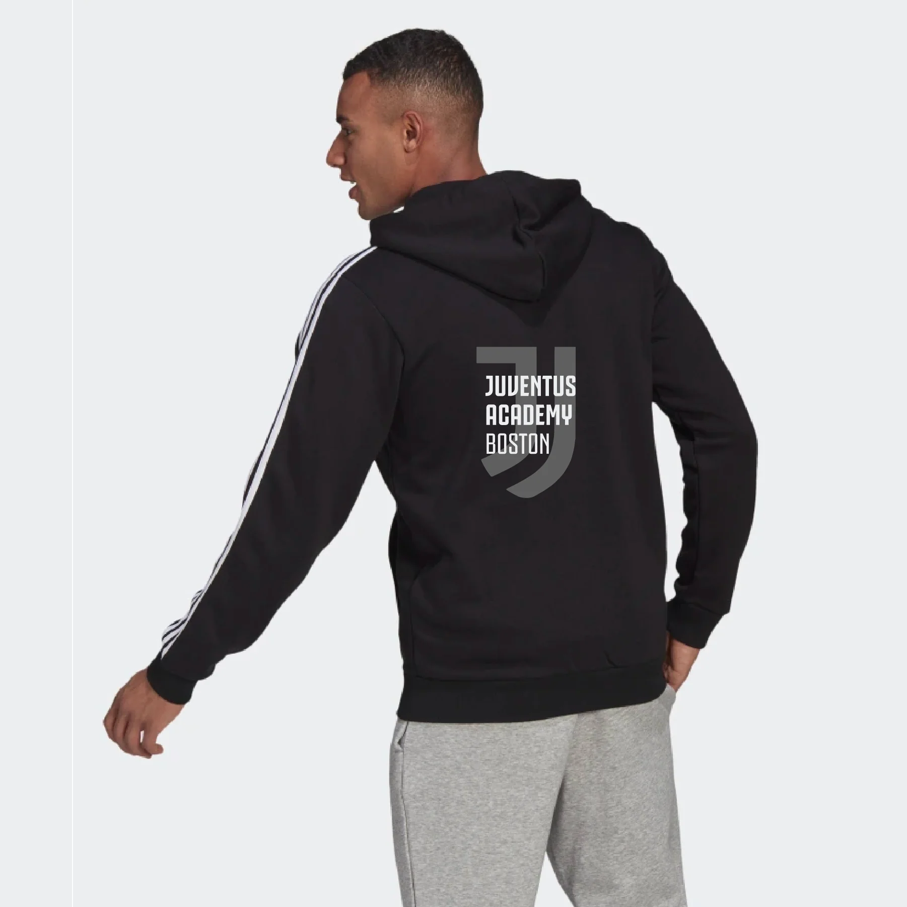 JAB Futures - Adidas Three Stripe Fleece Hoodie - Black - Image 2