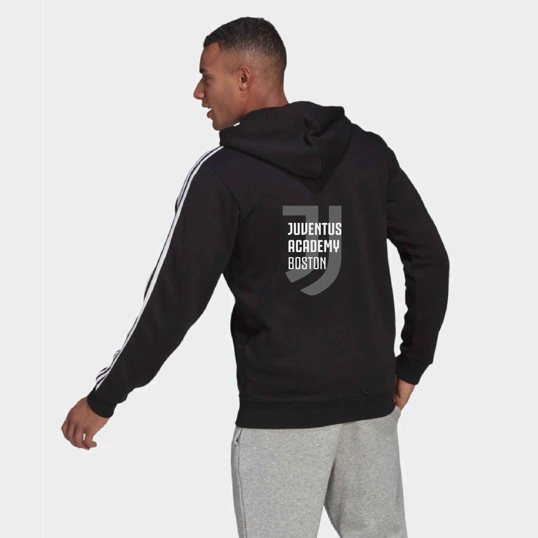 JAB South West - Adidas Three Stripe Fleece Hoodie - Black - Image 2