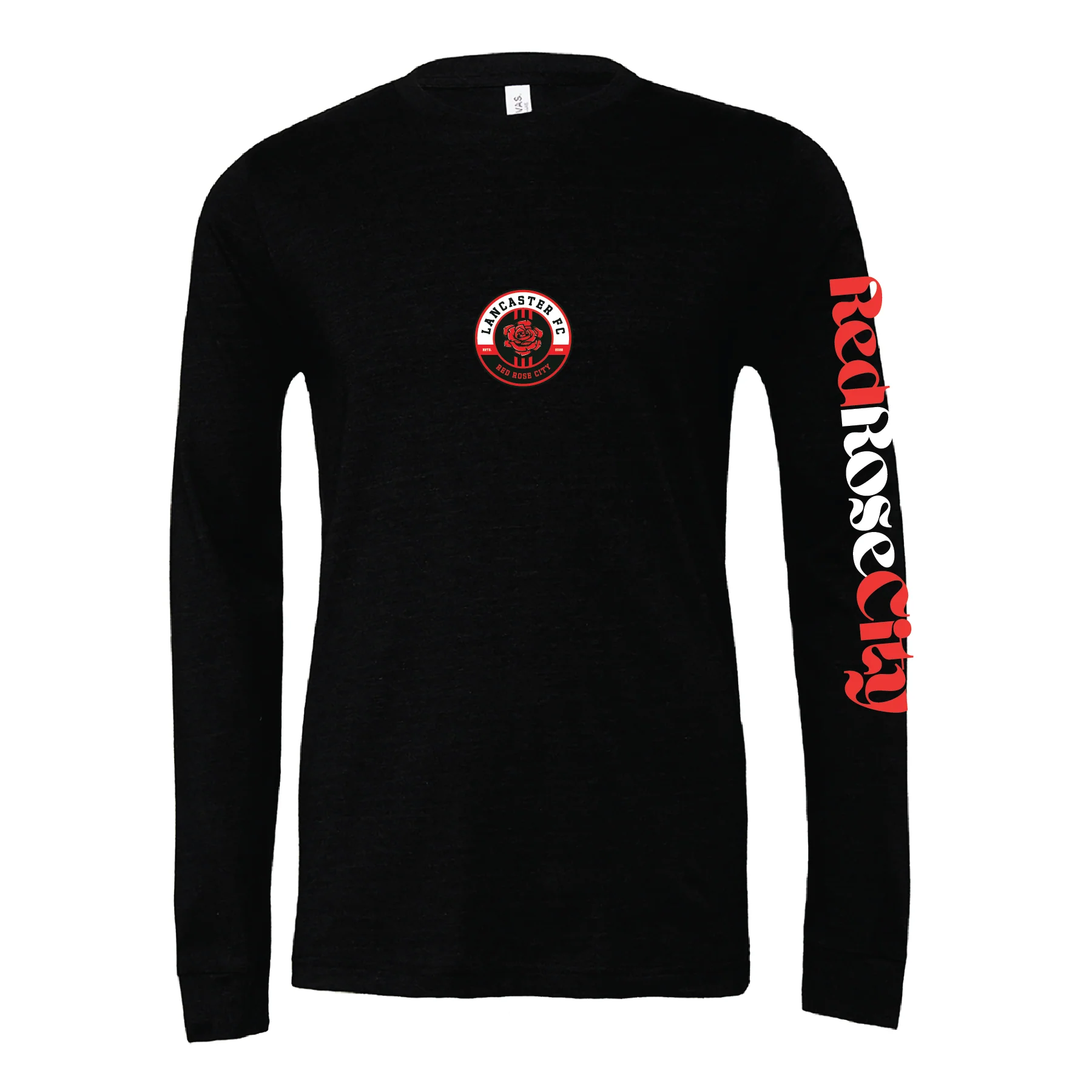 Lancaster FC (Patch) Bella + Canvas Long Sleeve Triblend T-Shirt Heather Black