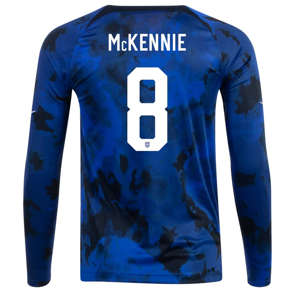 Men's Replica Nike Weston McKennie USMNT Away Long Sleeve Jersey 2022