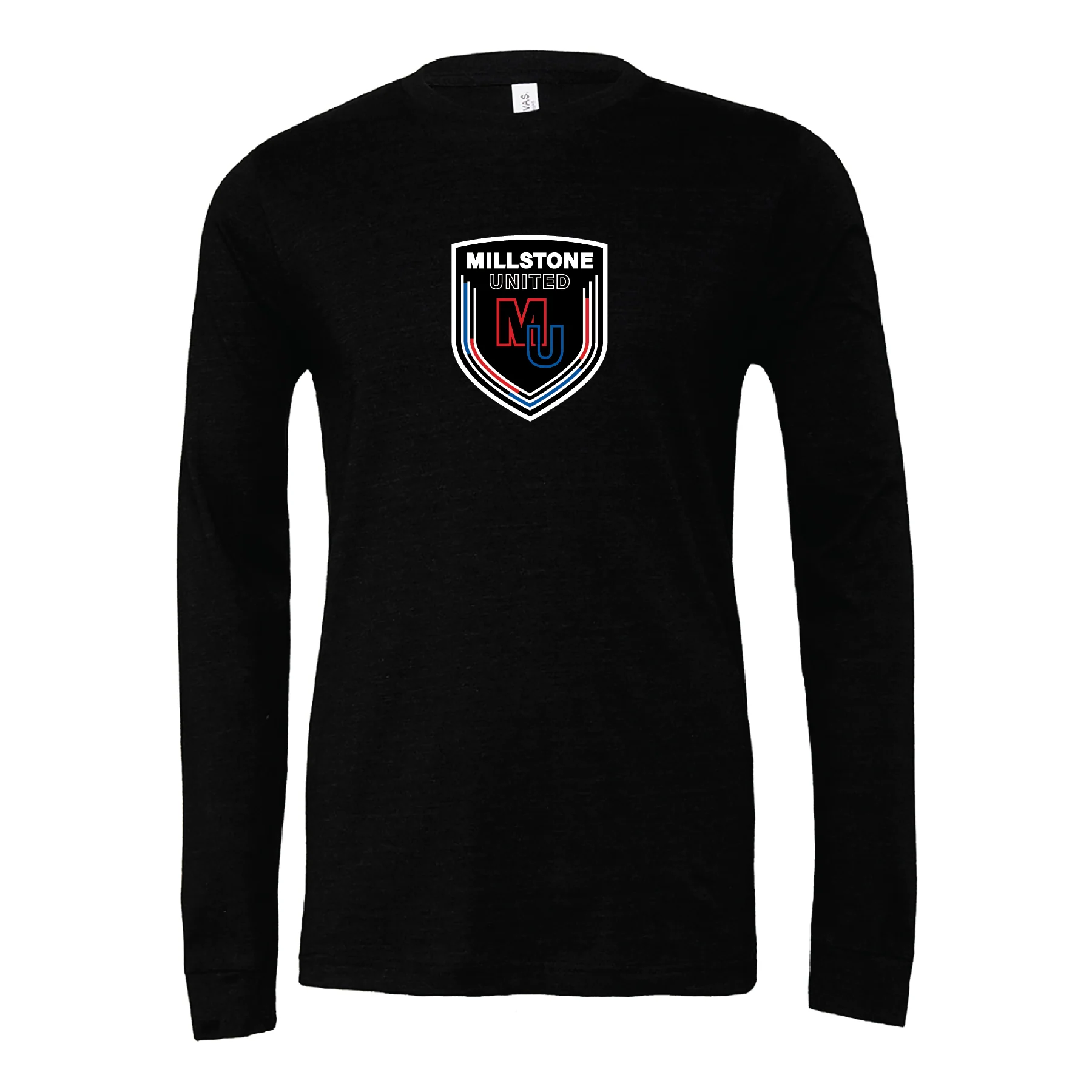 Millstone United (Logo) Bella + Canvas Long Sleeve Triblend T-Shirt Heather Black