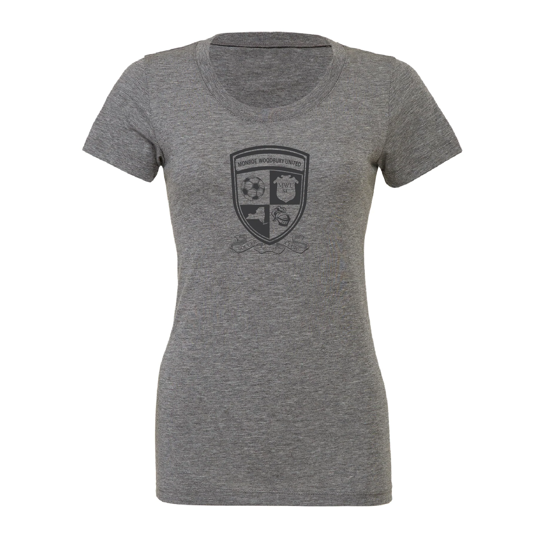Monroe Woodbury (Logo) Bella + Canvas Short Sleeve Triblend T-Shirt Grey - Image 3
