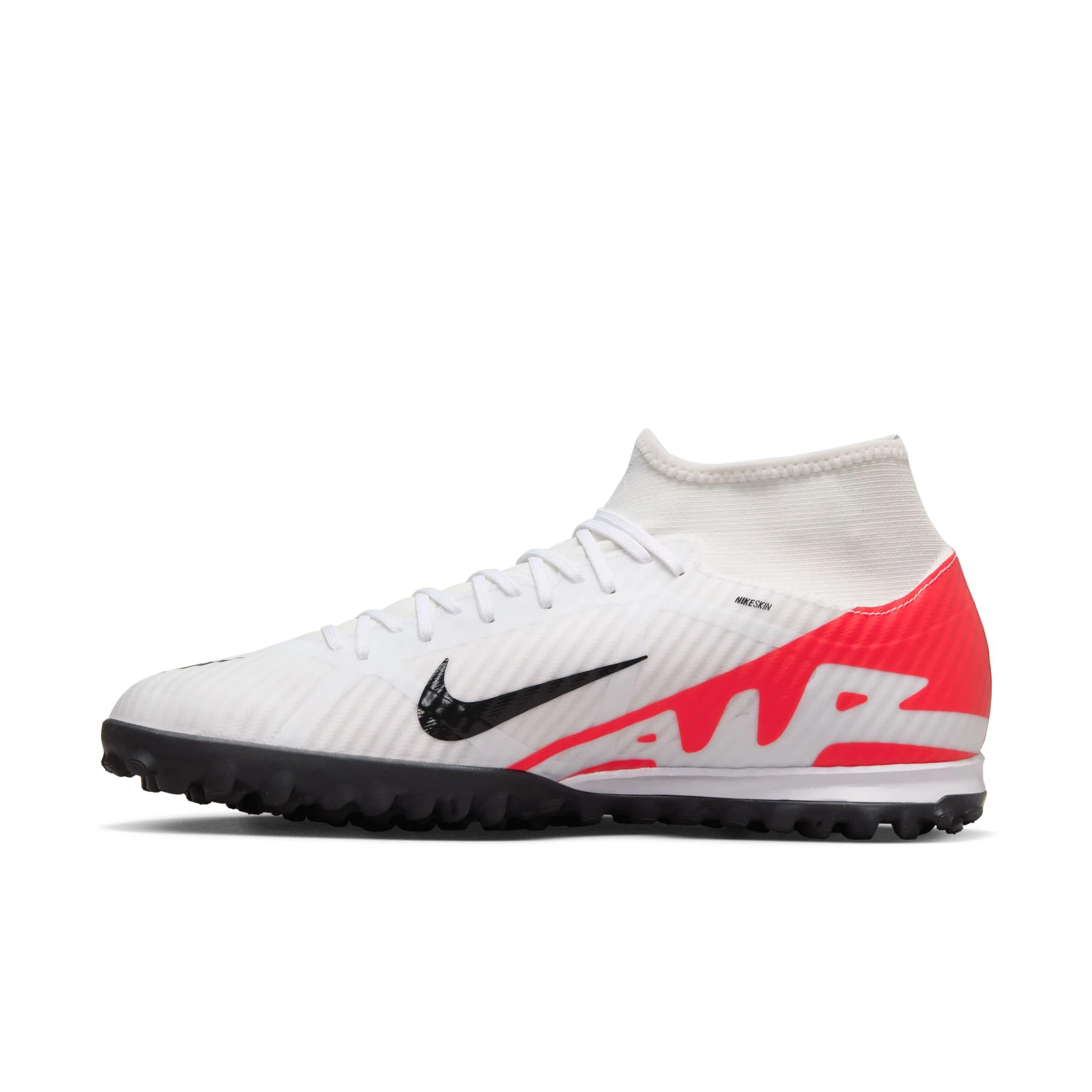 Nike Air Zoom Mercurial Superfly 9 Academy TF Turf Soccer Shoe - White/Bright Crimson/Black - Image 2