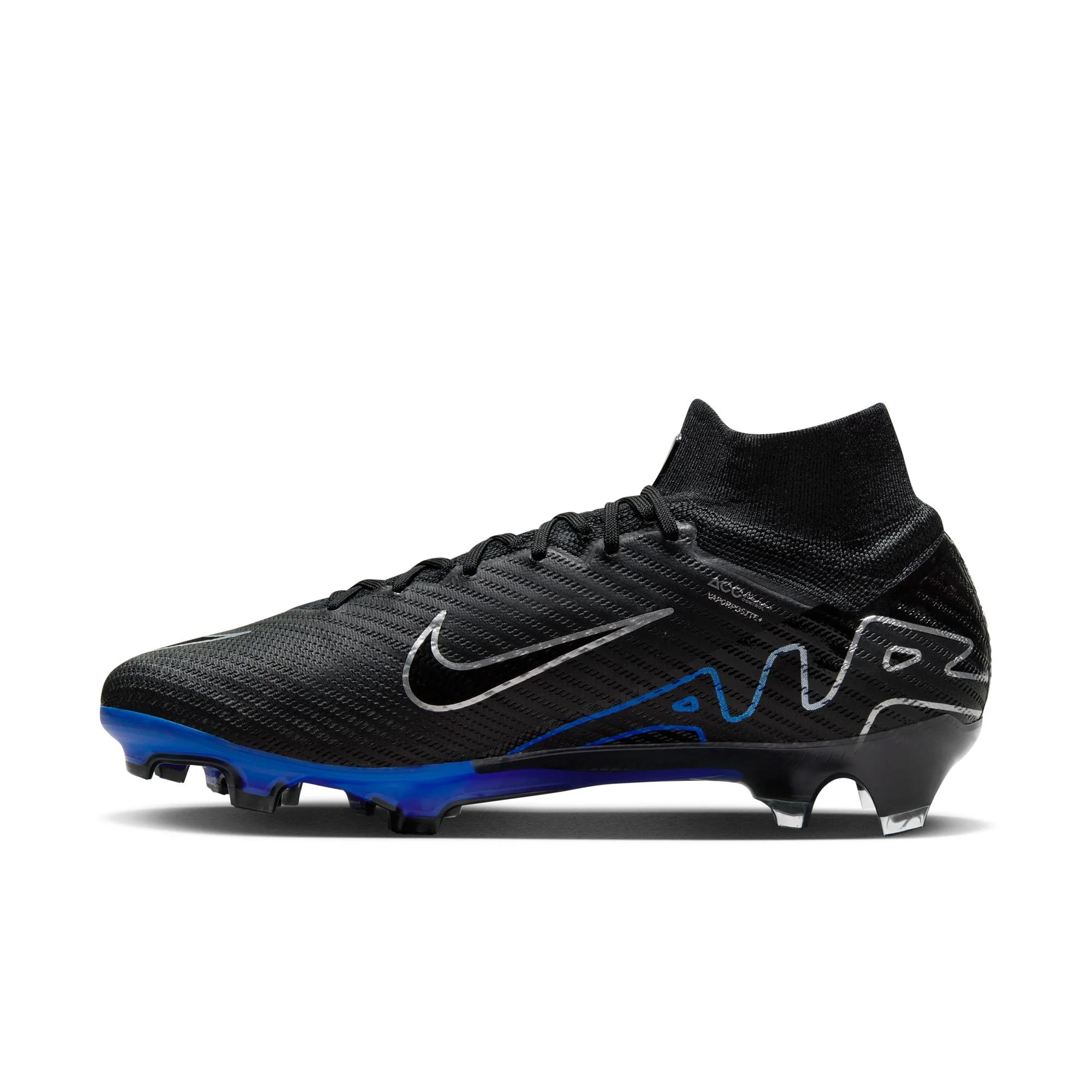 Nike Air Zoom Mercurial Superfly 9 Elite FG Firm Ground Soccer Cleat - Black/Chrome/HyperRoyal - Image 2