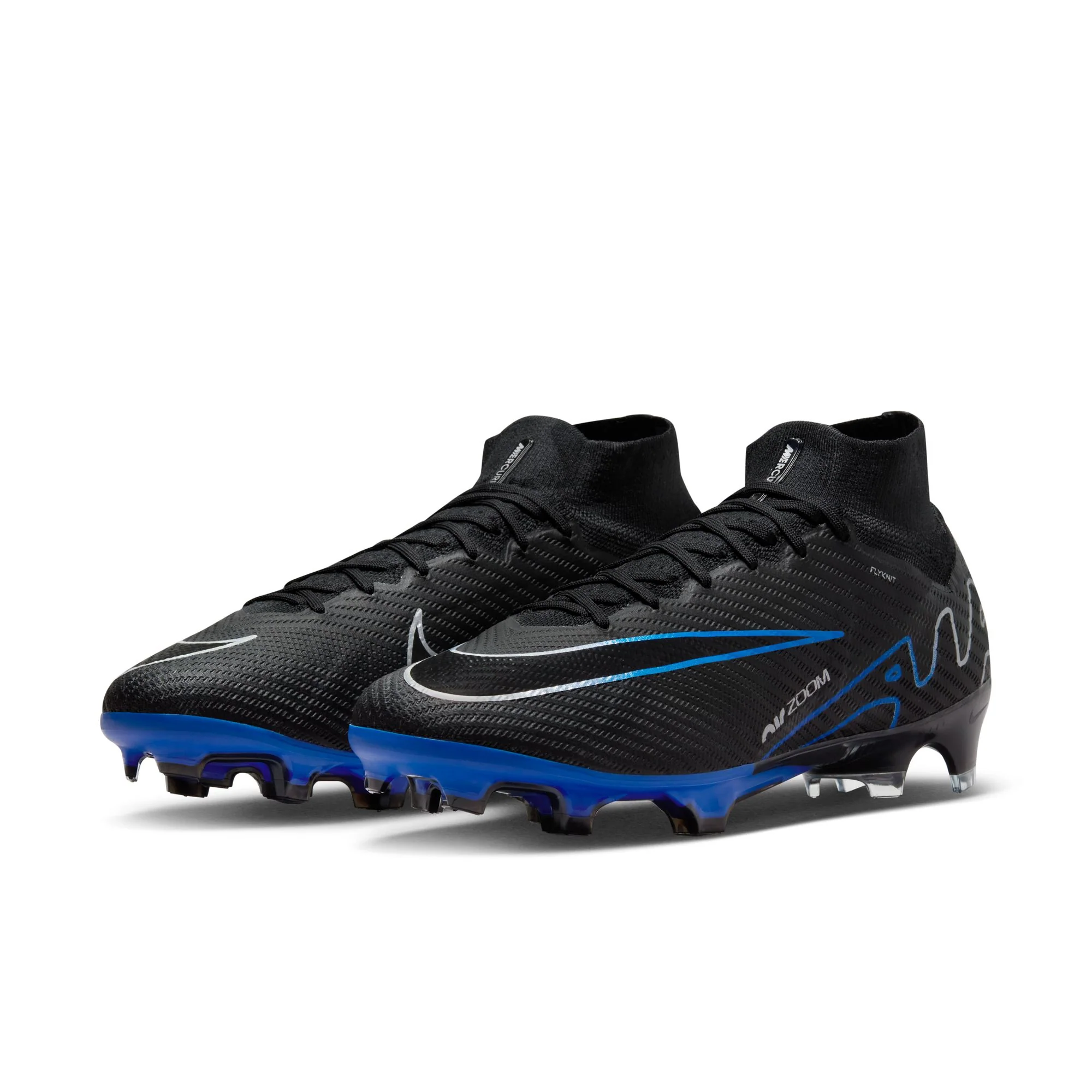 Nike Air Zoom Mercurial Superfly 9 Elite FG Firm Ground Soccer Cleat - Black/Chrome/HyperRoyal - Image 4
