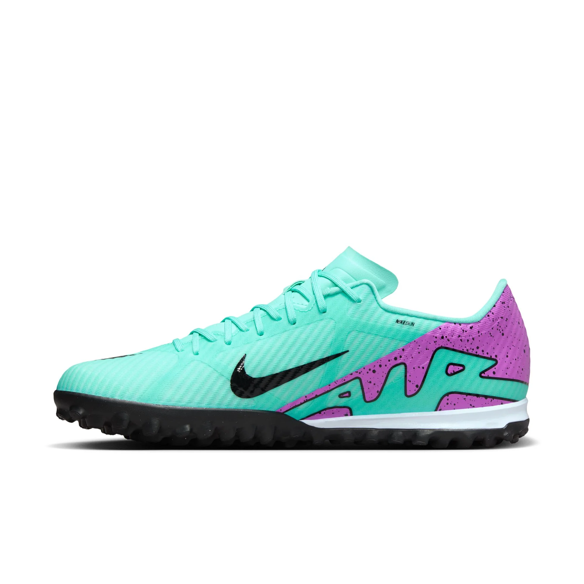 Nike Air Zoom Mercurial Vapor 15 Academy TF Turf Soccer Shoe - Hyper Turquoise/Fuchsia Dream/Black/White - Image 2