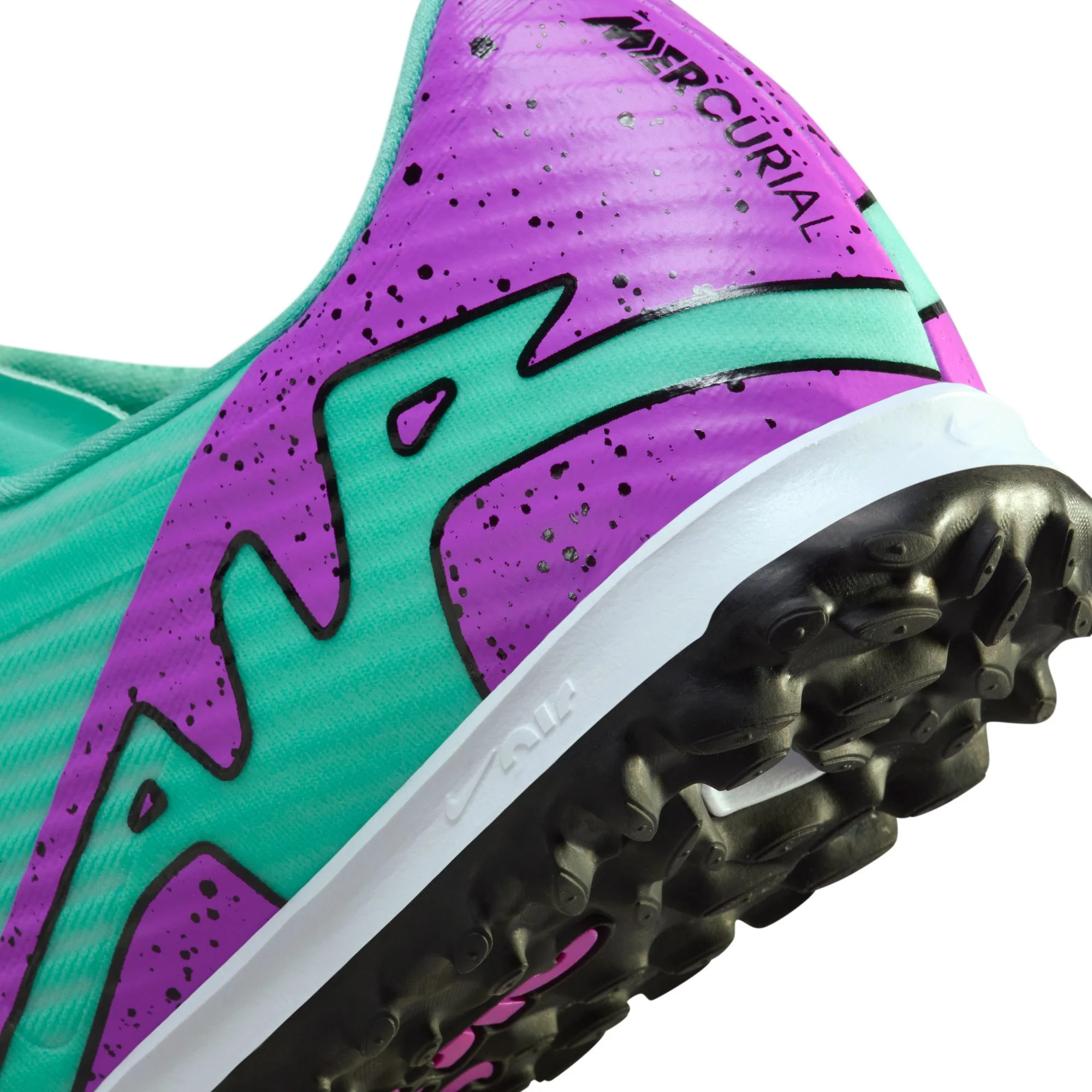 Nike Air Zoom Mercurial Vapor 15 Academy TF Turf Soccer Shoe - Hyper Turquoise/Fuchsia Dream/Black/White - Image 8