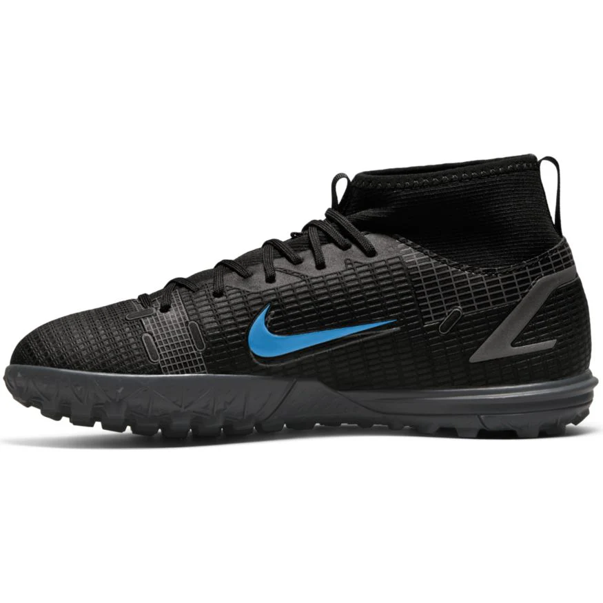 Nike Junior Mercurial Superfly 8 Academy TF Artificial Turf Soccer Shoe - Black/Black/IronGrey - Image 2